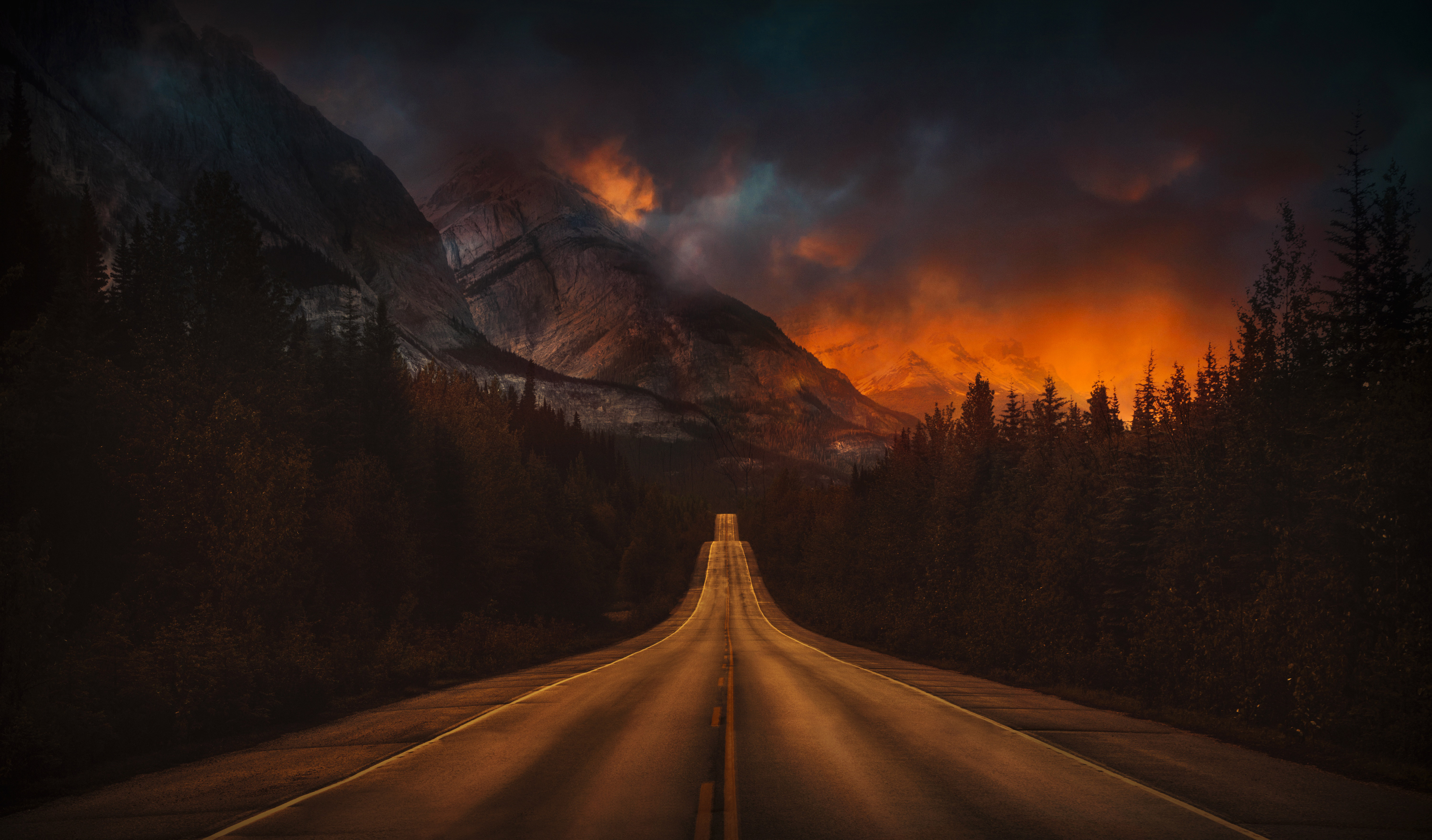 Mountain Nature Night Road 4K, Hd Nature, 4K Wallpapers, Images