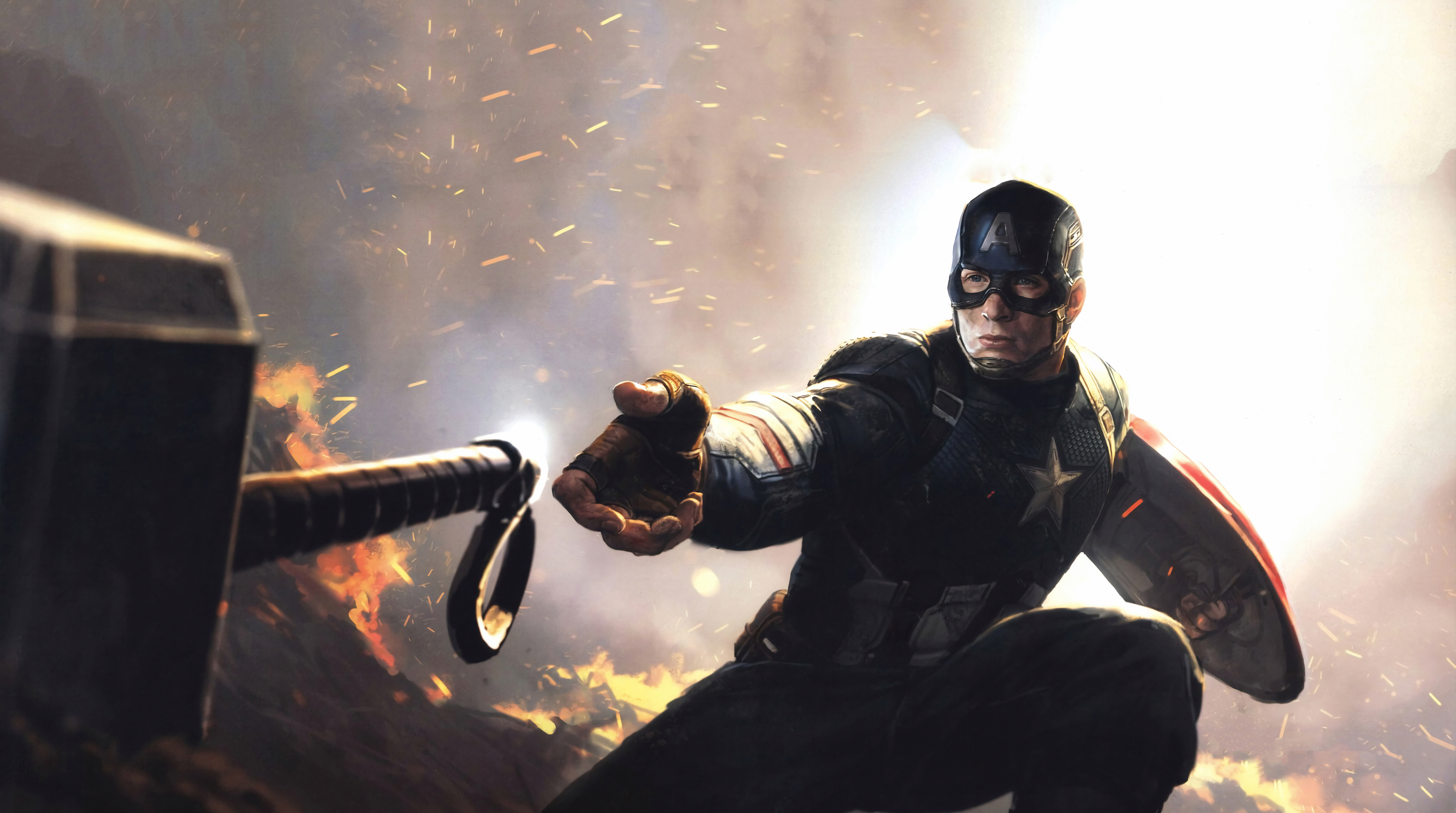4k Captain America Mjolnir Avengers Endgame 2019, HD Superheroes, 4k
