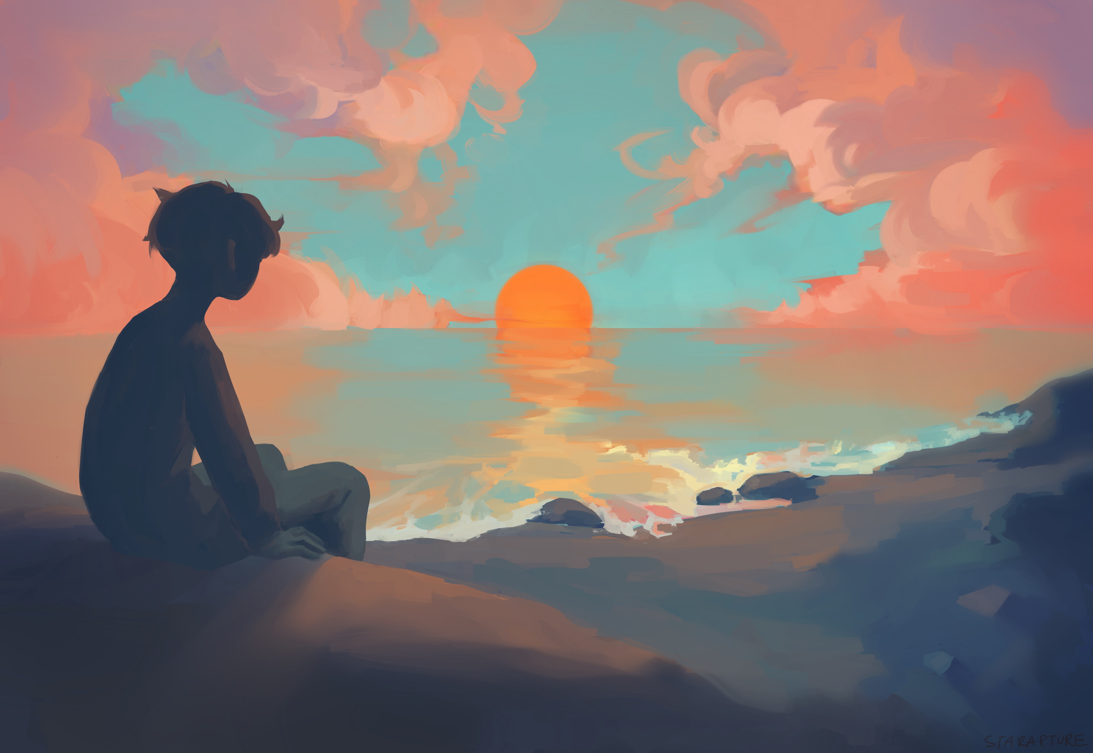Anime Boy Sitting Watching Sunset Hd Anime 4k Wallpapers Images