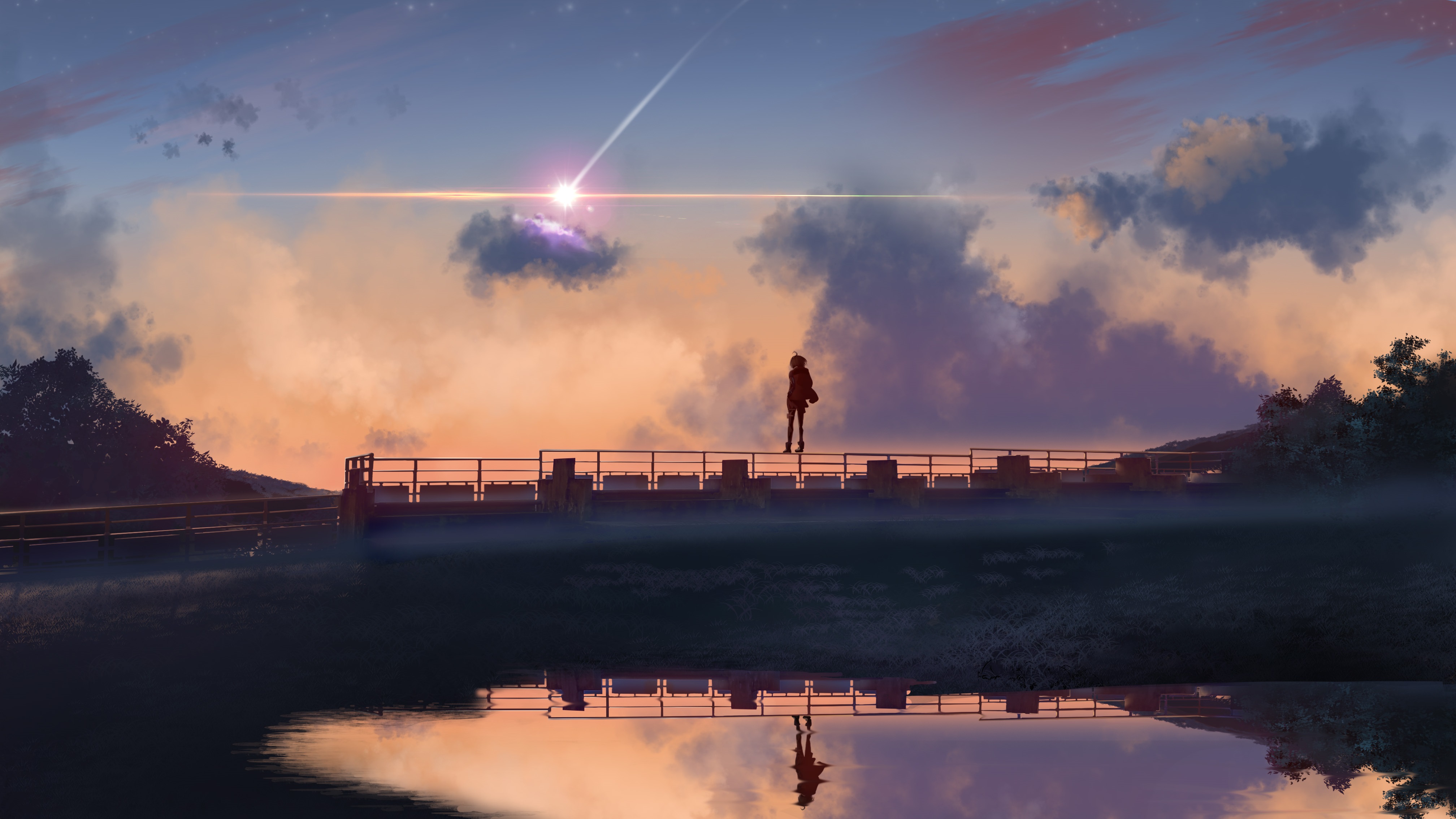 Anime Boy Standing On Bridge 4k, HD Anime, 4k Wallpapers, Images