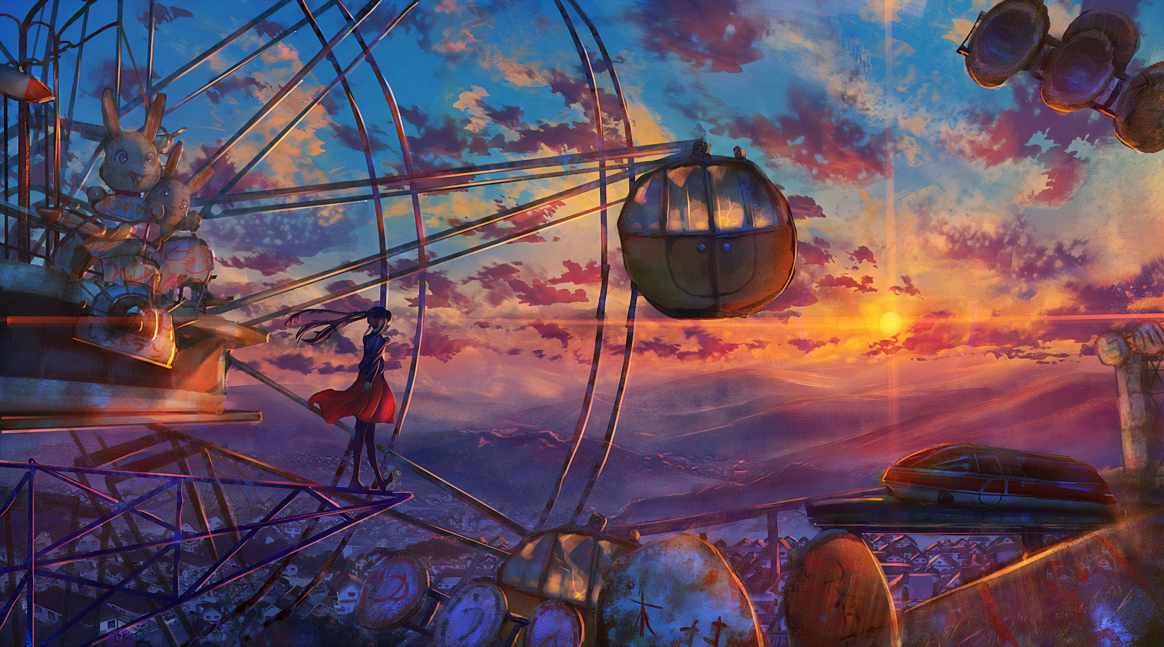 Anime Ferris Wheel Painting, HD Anime, 4k Wallpapers, Images
