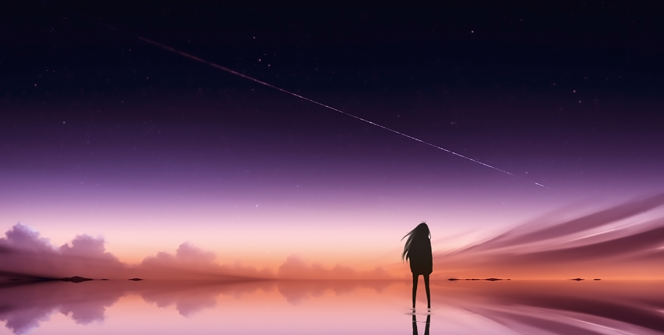 Anime Pink Sky Standing Alone, HD Anime, 4k Wallpapers ...