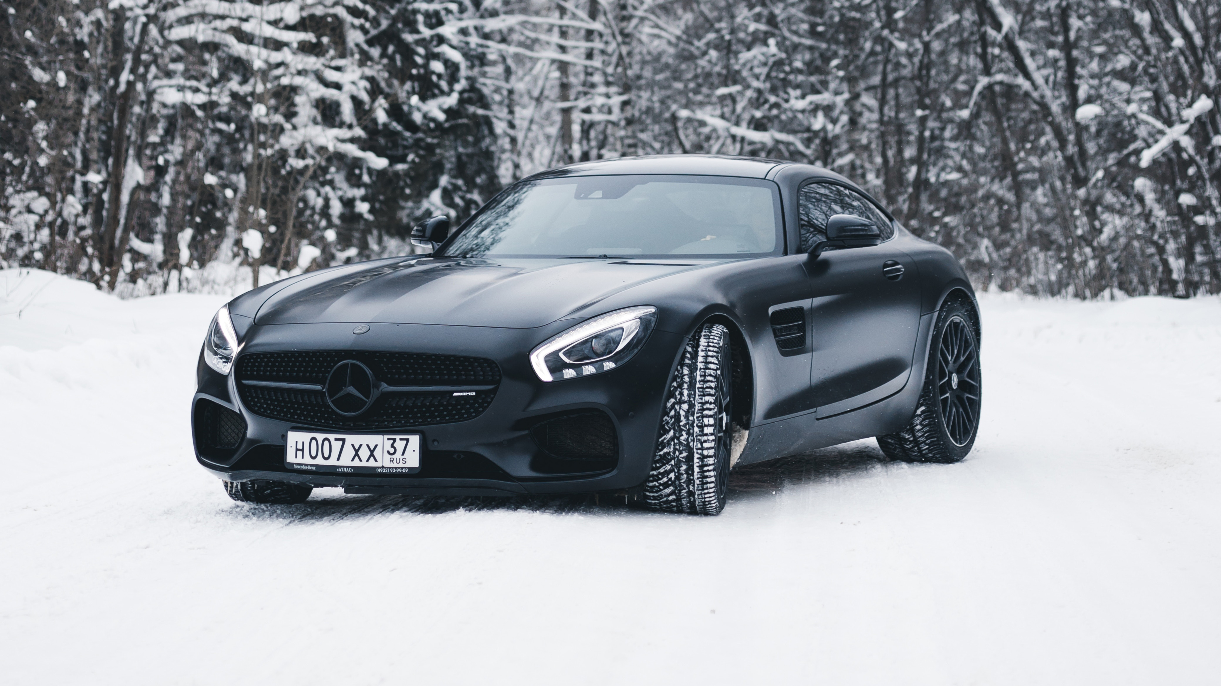 Black Mercedes Amg Gt In Snow 4k, HD Cars, 4k Wallpapers, Images