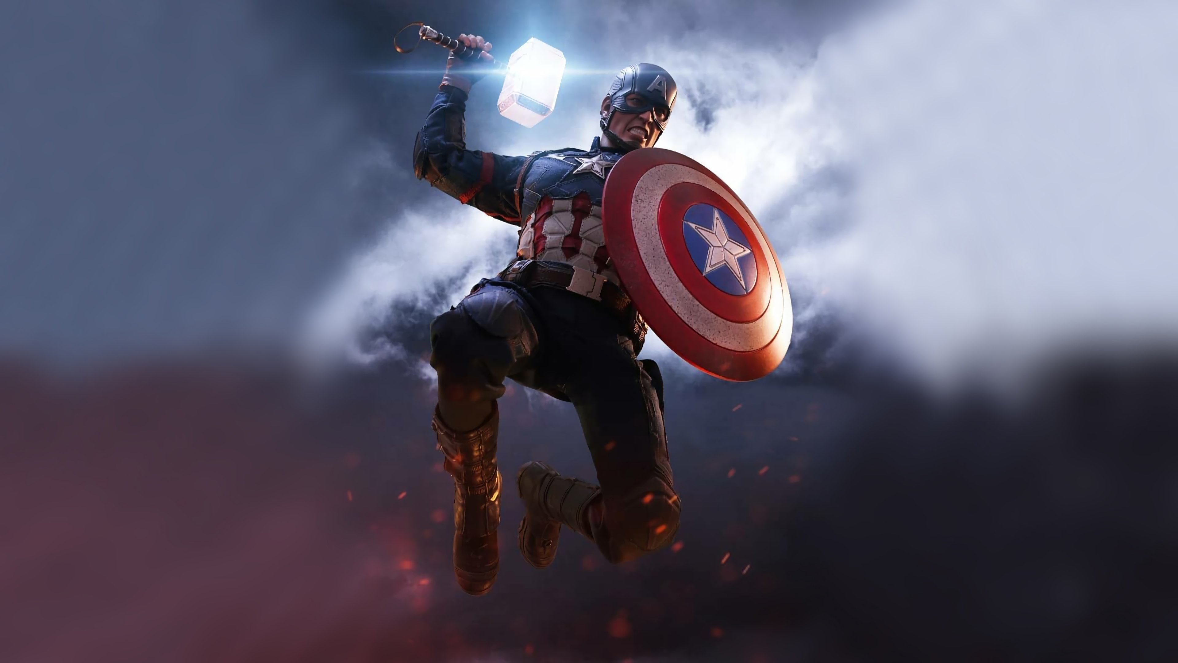 Captain America Mjolnir Artwork 4k, HD Superheroes, 4k Wallpapers