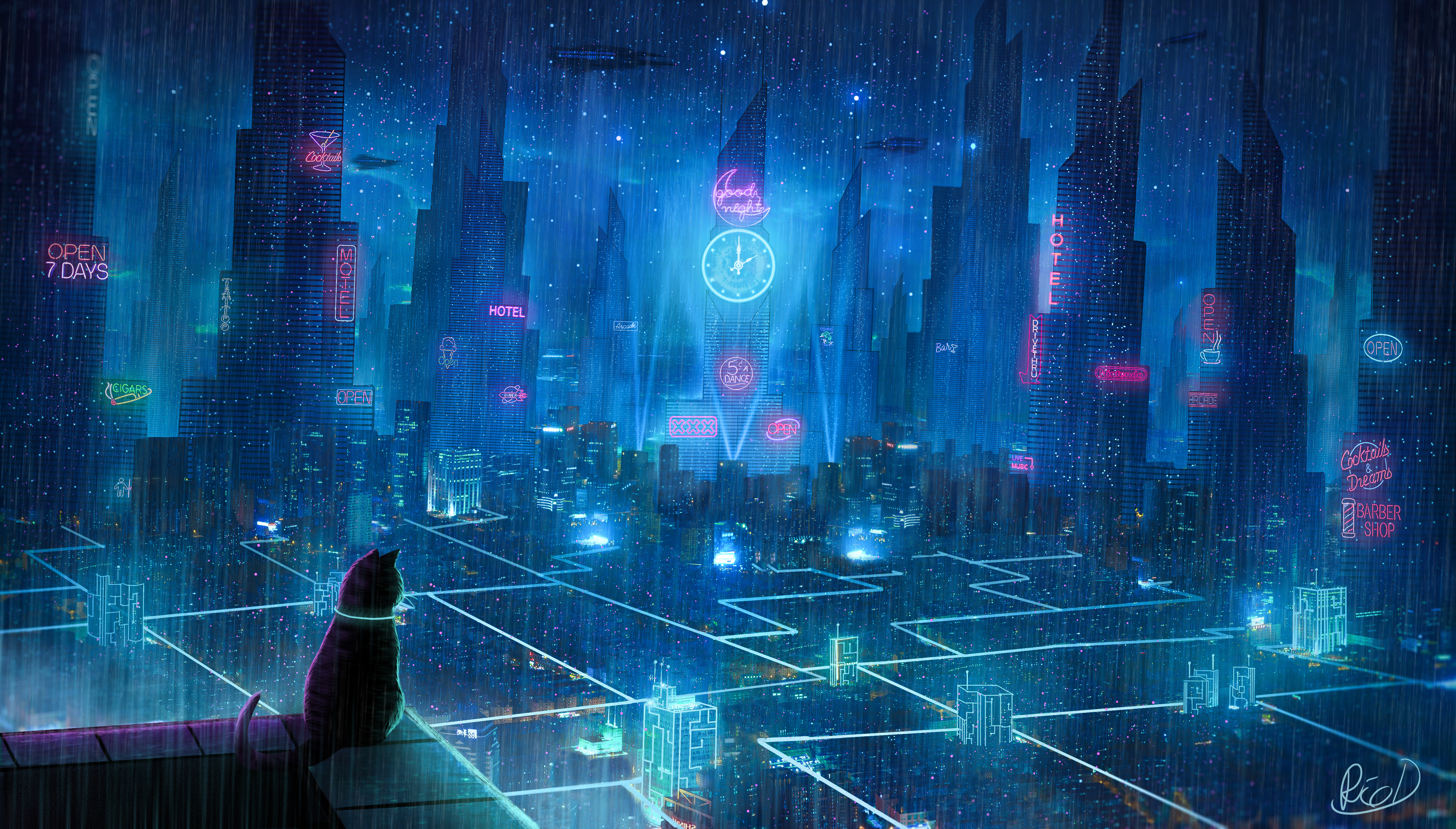 Cat Rain Dream Cyberpunk City 4k, HD Artist, 4k Wallpapers ...