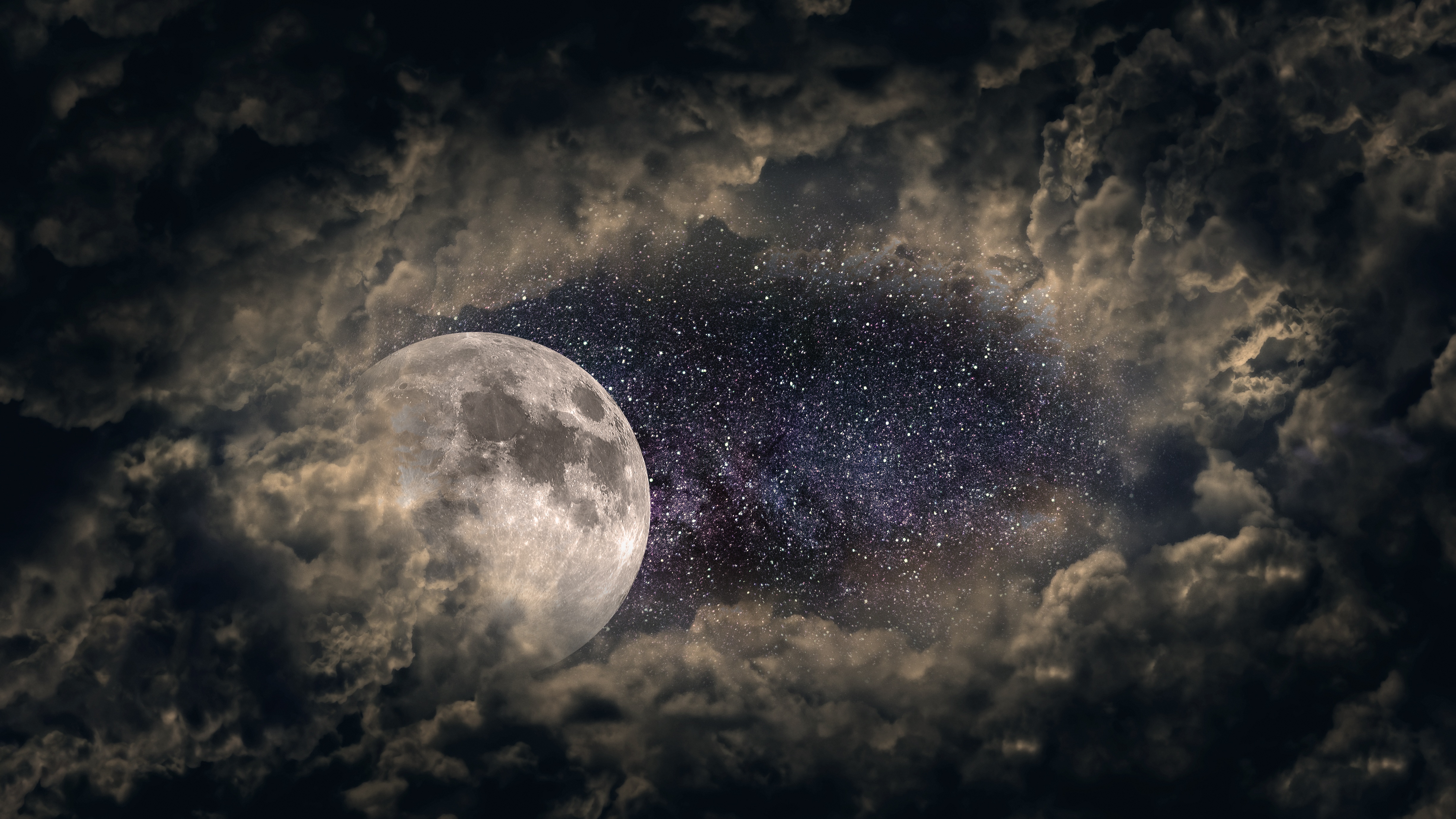 3840x2160 Clouds Moon Universe Stars 5k 4k HD 4k Wallpapers, Images
