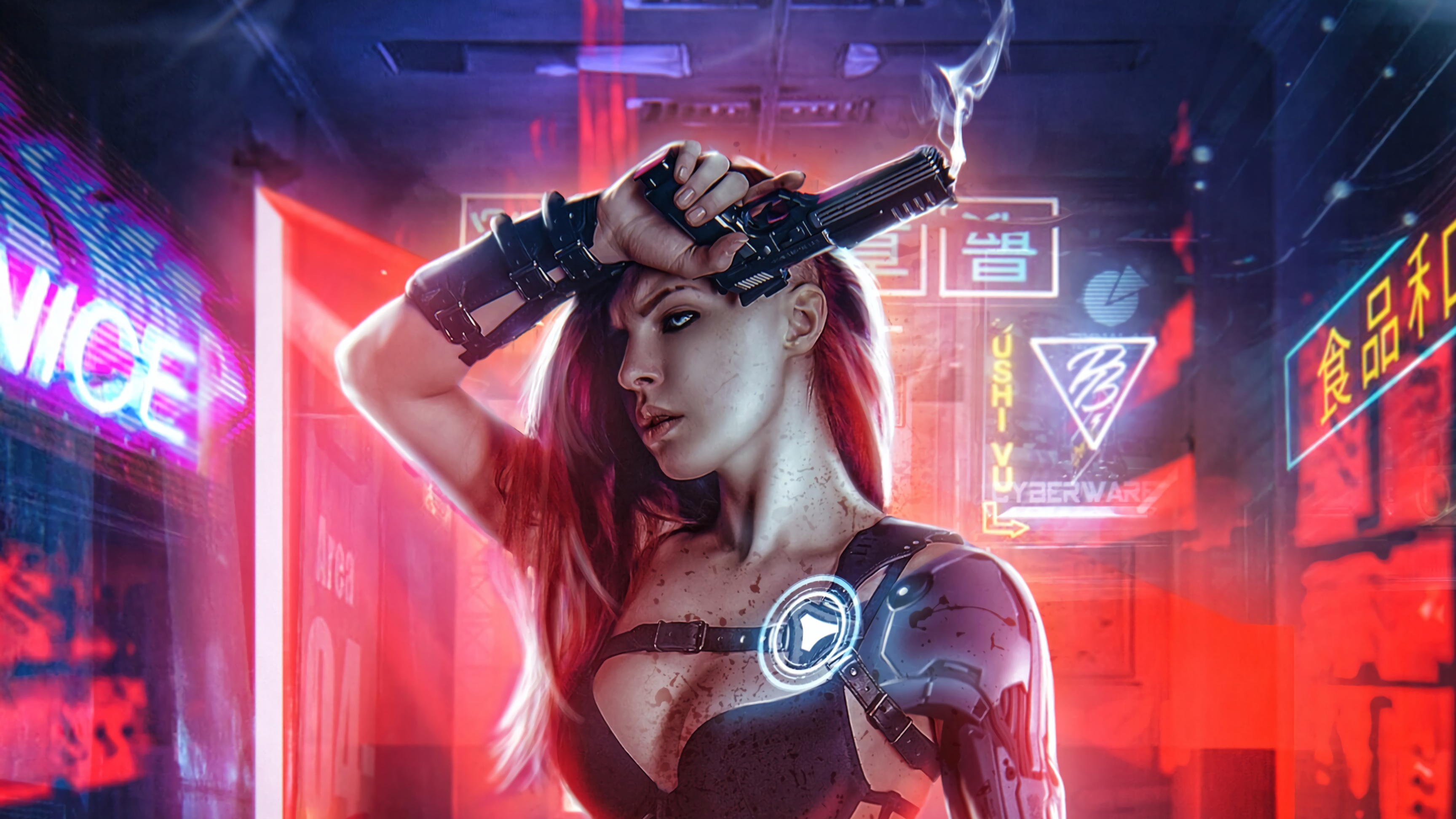 Cyberpunk Girl With Gun 4k Hd Artist 4k Wallpapers Images Backgrounds Photos And Pictures 4990