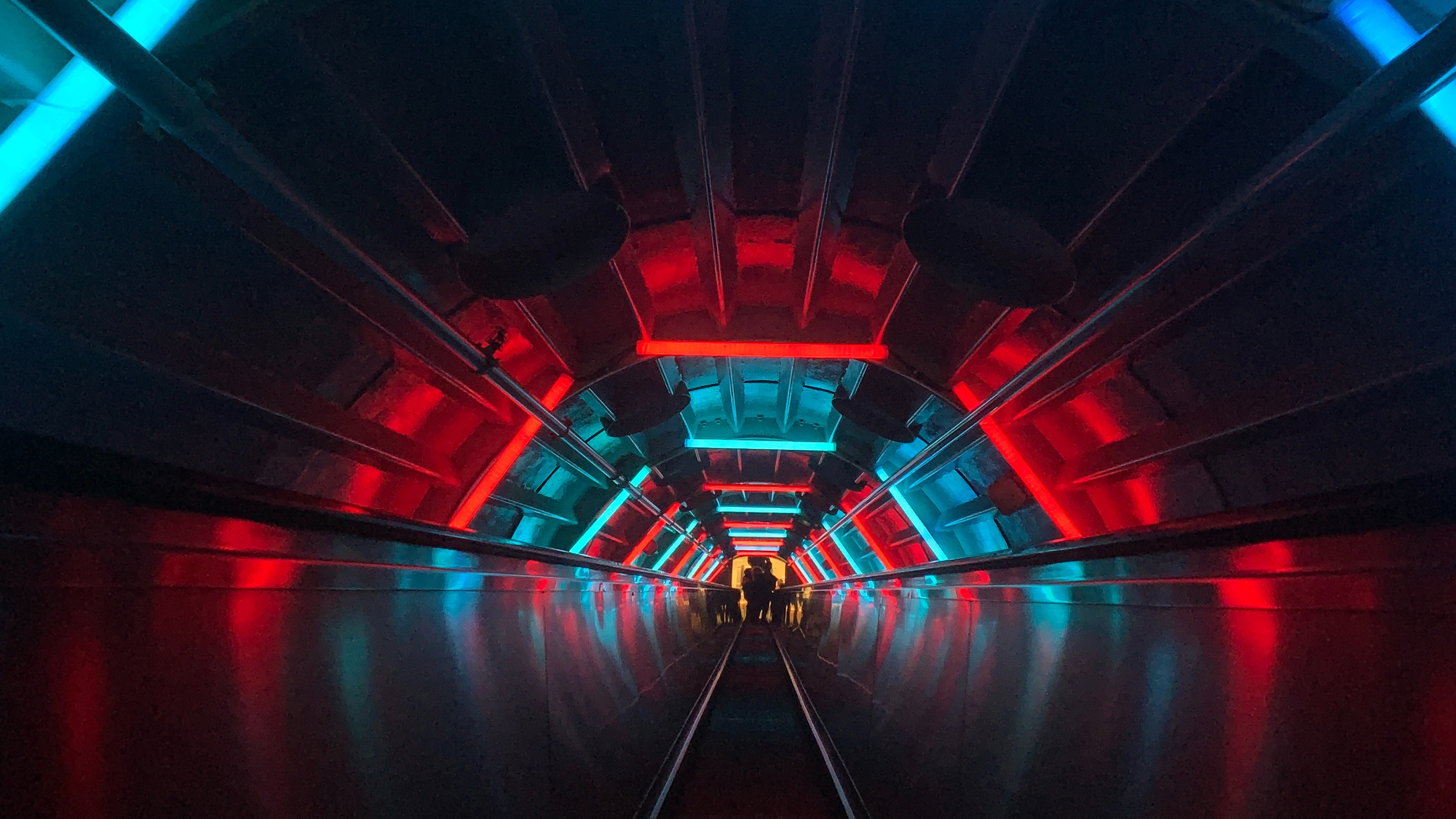 Escalator Tunnel Dark Neon, HD Photography, 4k Wallpapers ...