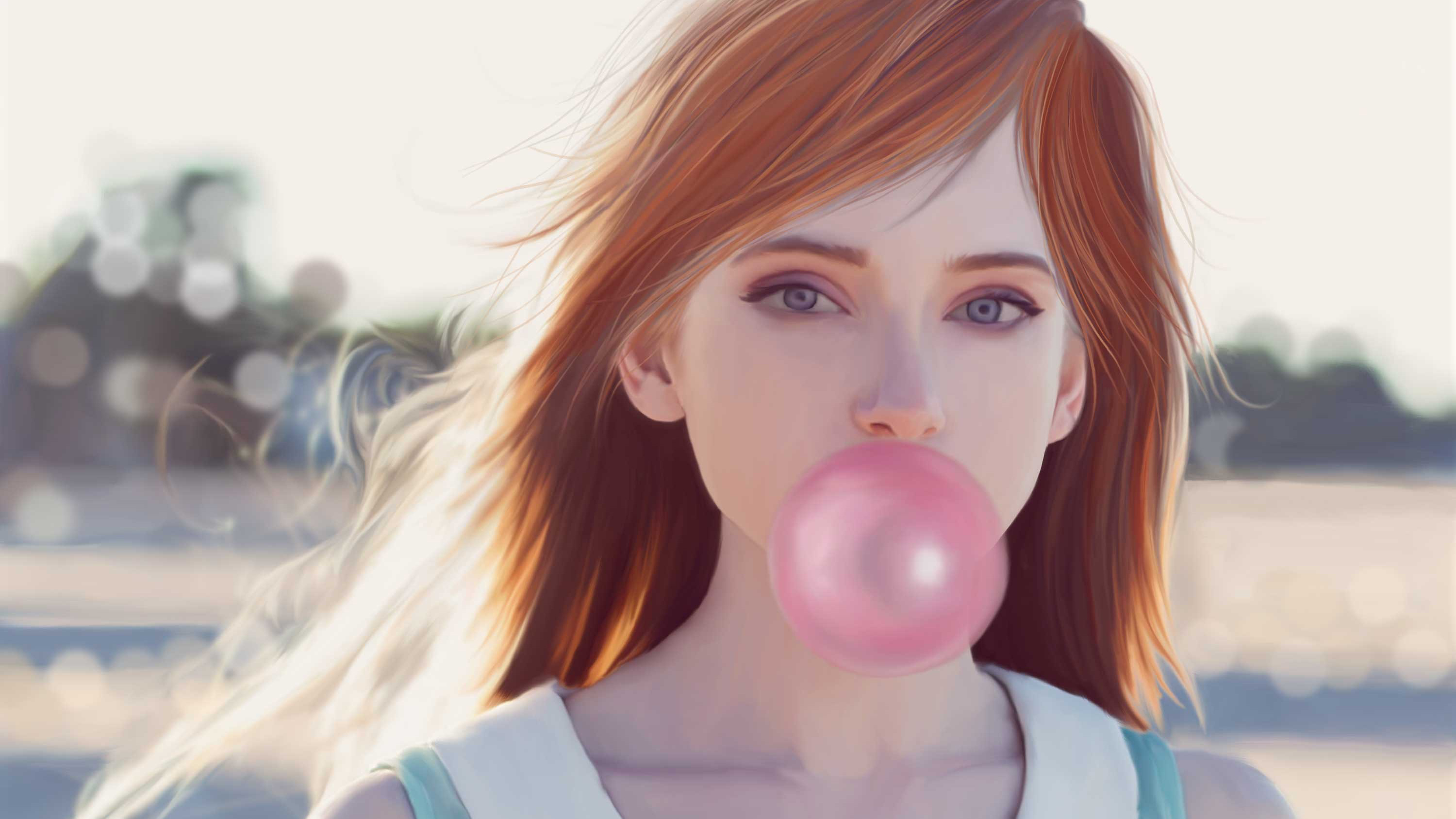 Girl Blowing Bubble Gum Hd Fantasy Girls 4k Wallpapers Images Backgrounds Photos And Pictures