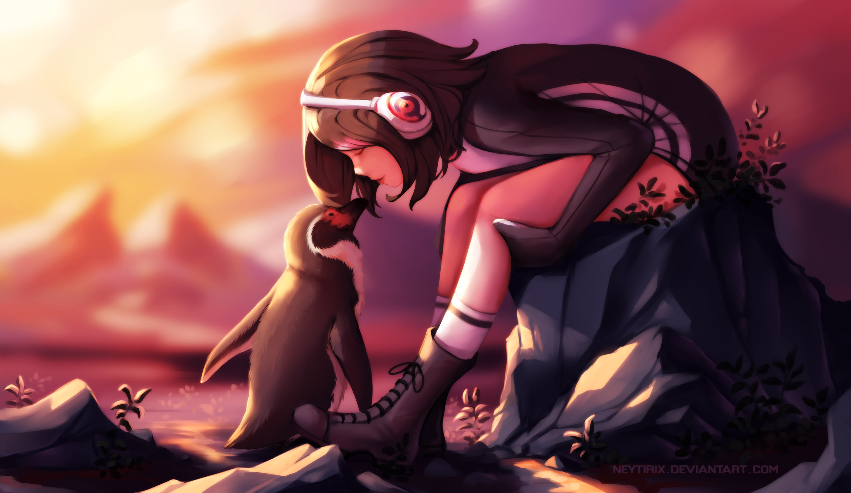 Penguin Girl Love Artwork, HD Artist, 4k Wallpapers, Images