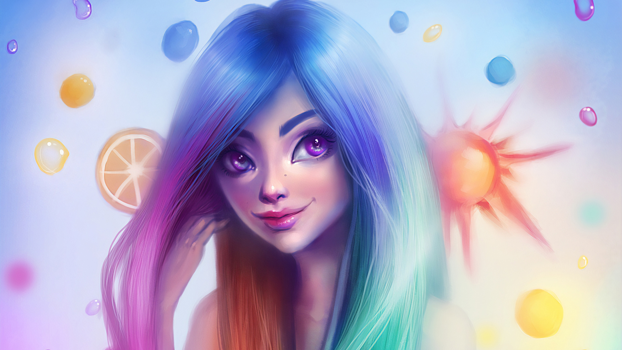 Rainbow Hair Girl, HD Artist, 4k Wallpapers, Images, Backgrounds