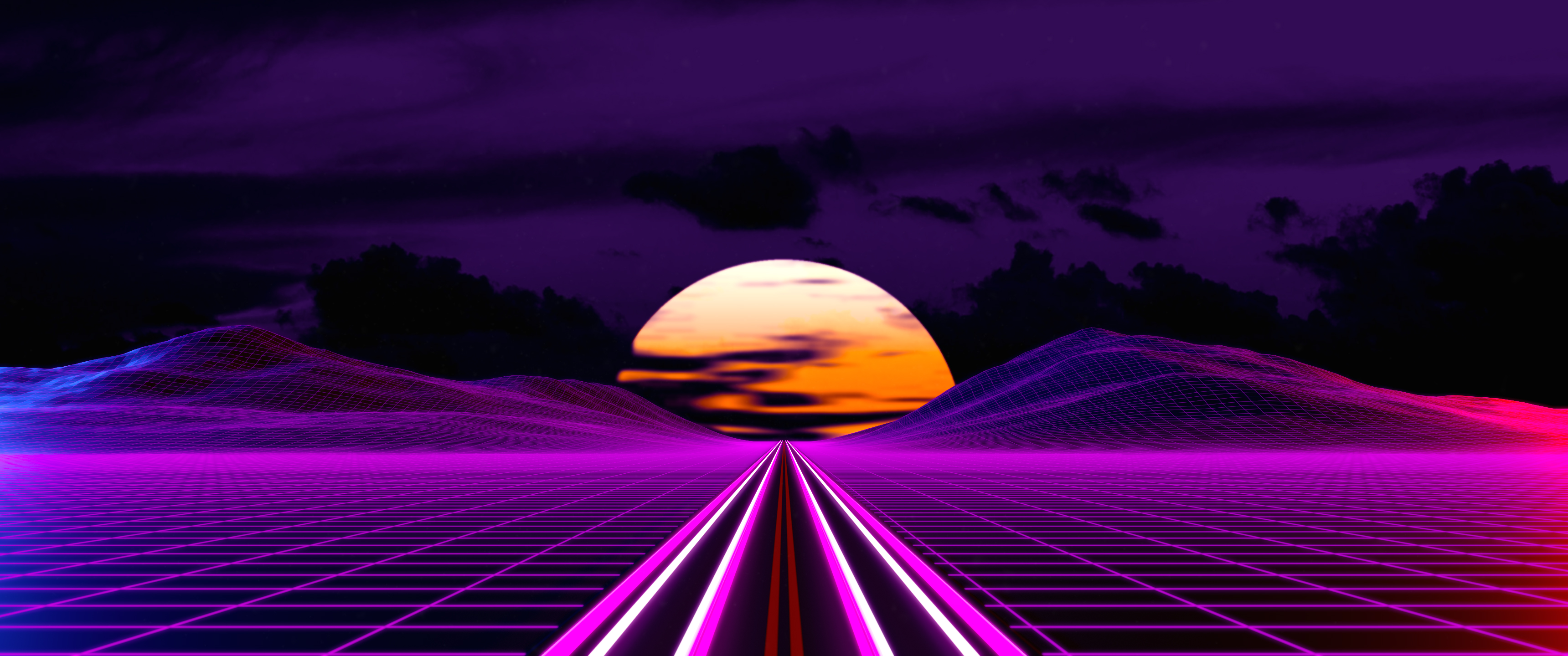 Retro Outrun Road 4k, HD Artist, 4k Wallpapers, Images, Backgrounds