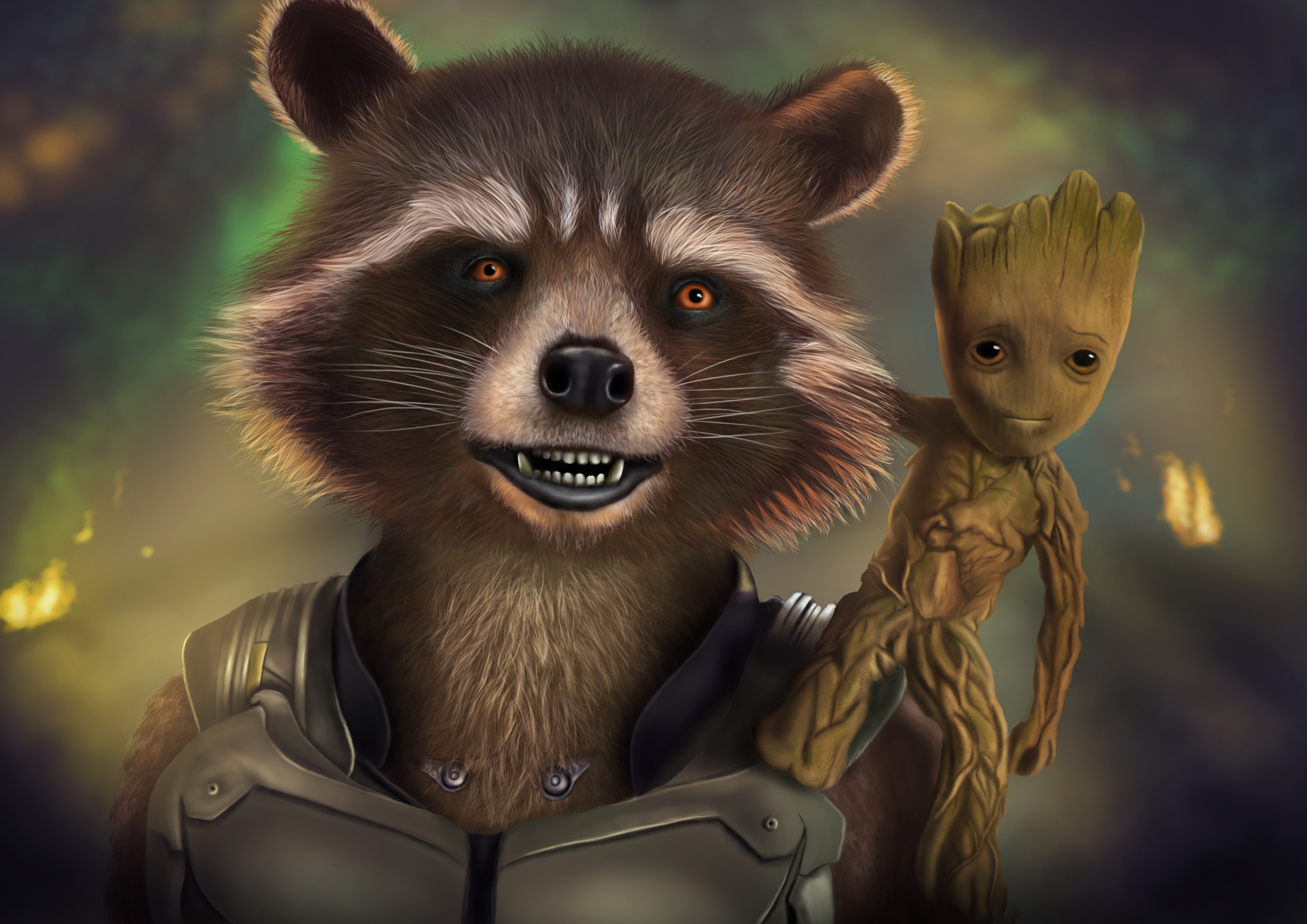 Rocket And Baby Groot Artwork, HD Superheroes, 4k Wallpapers, Images, Backgrounds, Photos and