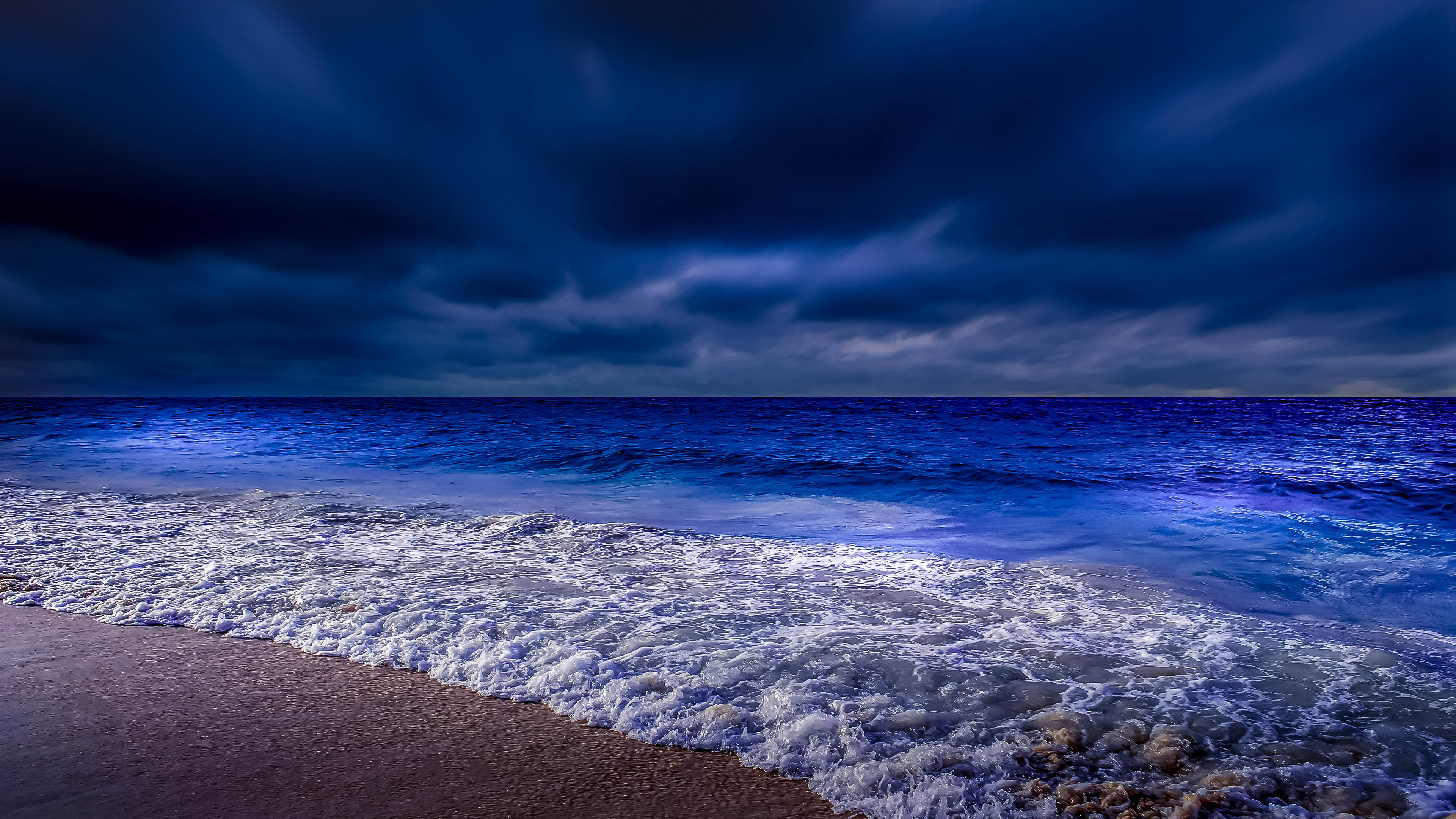 Sea Shore Waves At Night Time 4k, HD Nature, 4k Wallpapers, Images, Backgrounds, Photos and Pictures