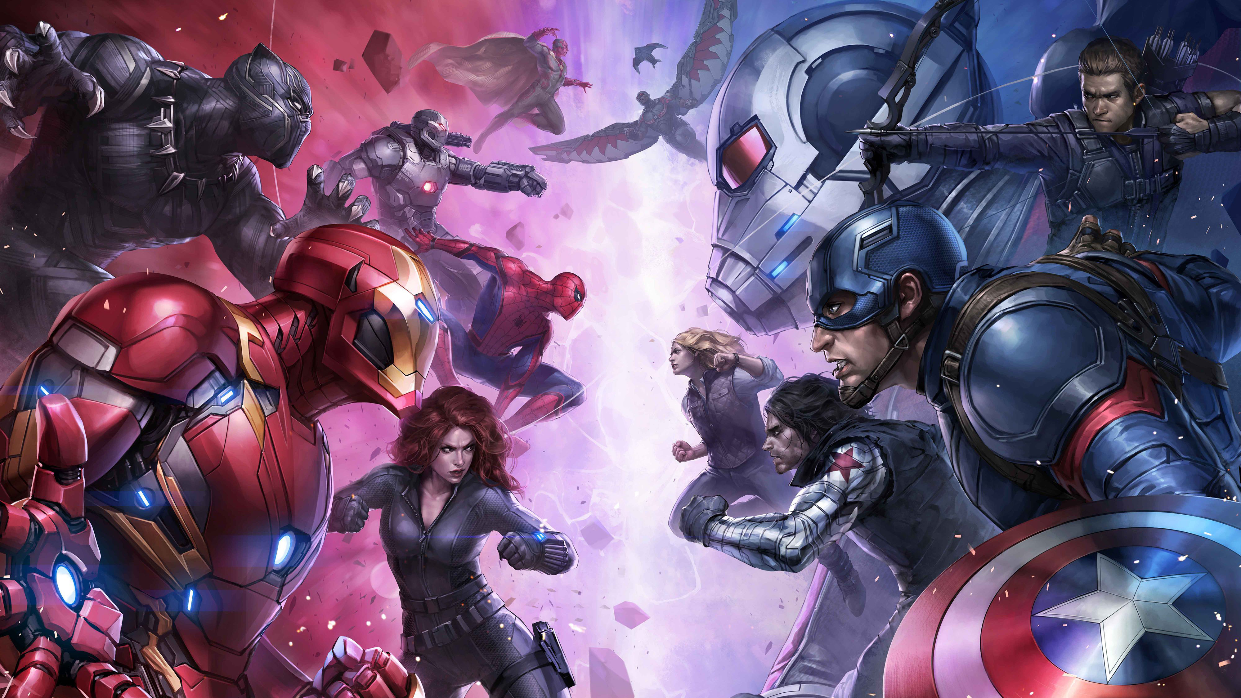 Team Iron Man And Team Captain America, HD Superheroes, 4k Wallpapers