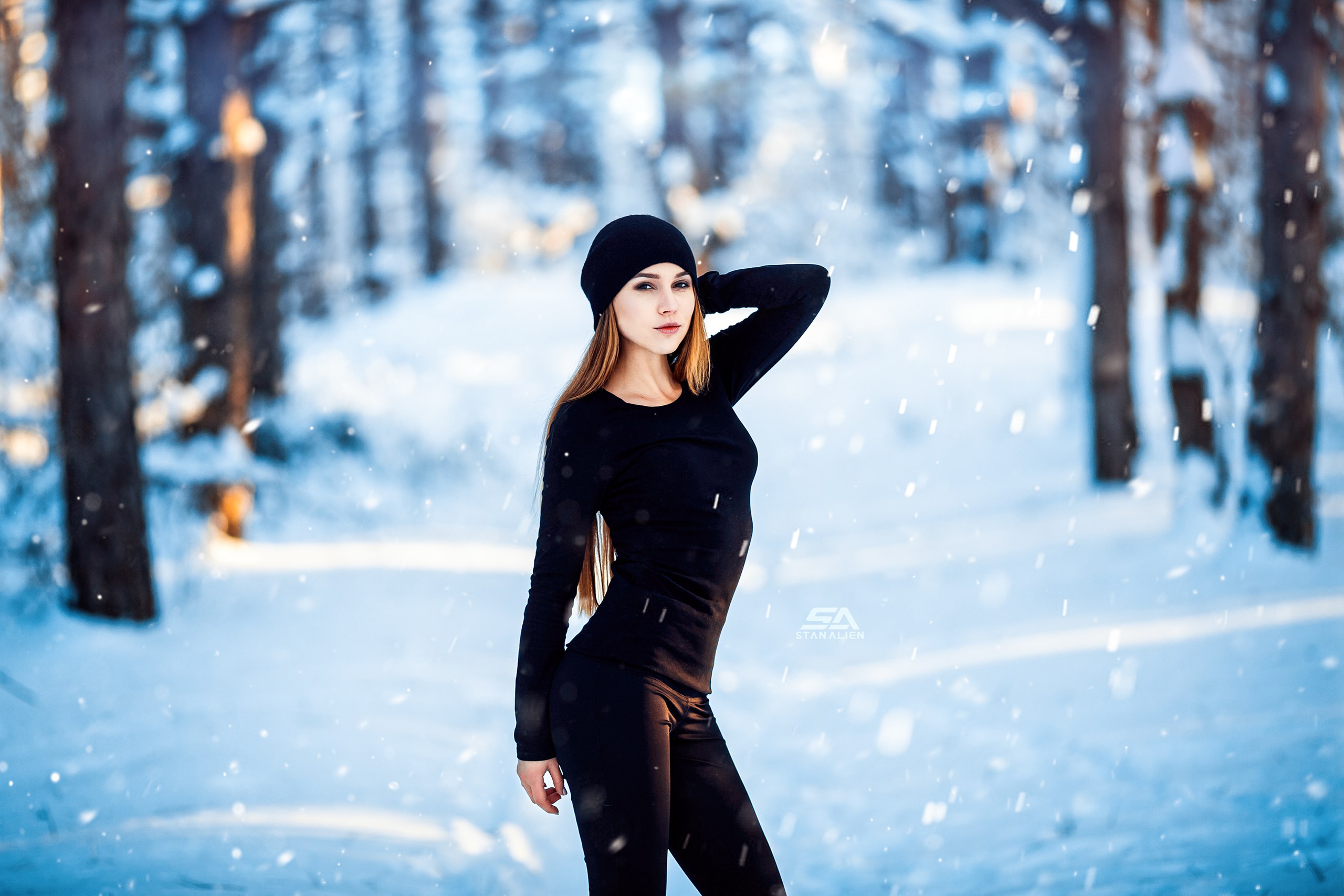 1920x1080 Woman At Outdoors Snow Laptop Full HD 1080P HD 4k Wallpapers