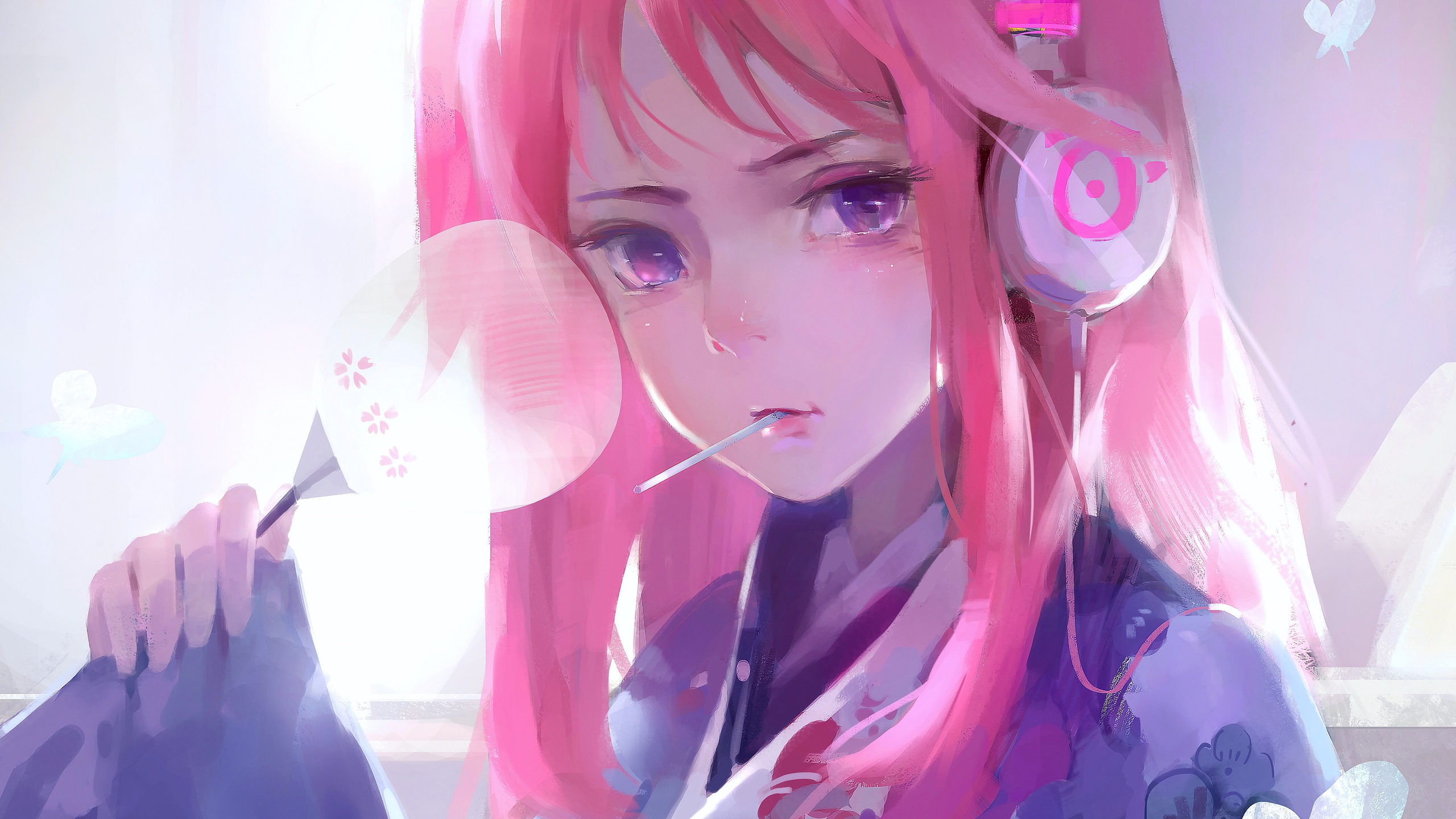 2560x1440 Cute Anime Girl Pink Art 4k 1440P Resolution HD ...