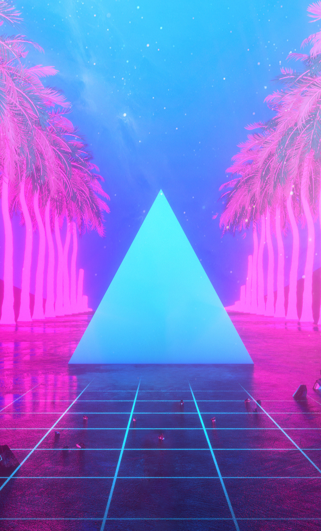1280x2120 Miami Trees Triangle Neon Artwork 4k iPhone 6+ HD 4k Wallpapers, Images, Backgrounds ...