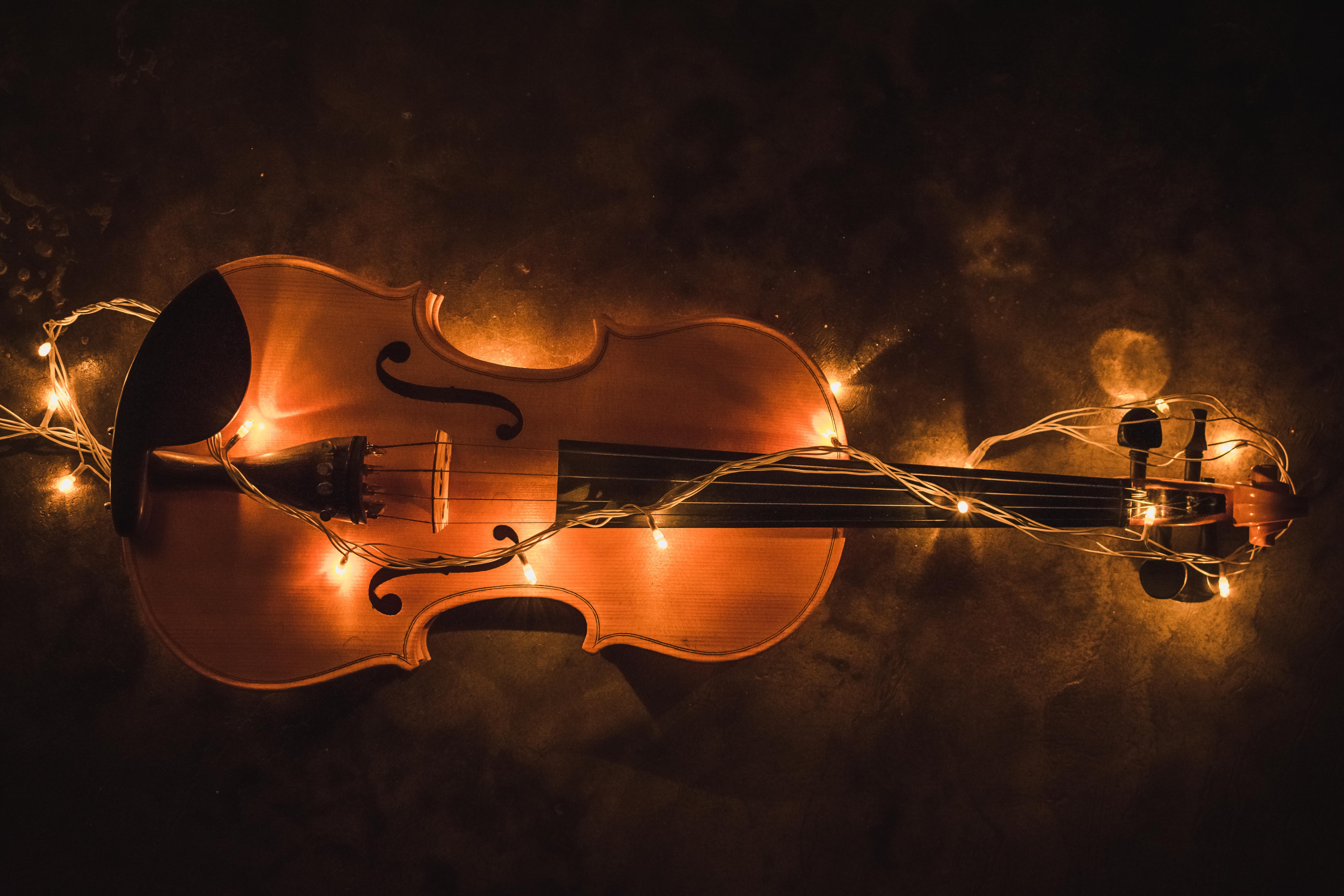 Violin Lighting Instrument, HD Photography, 4k Wallpapers, Images