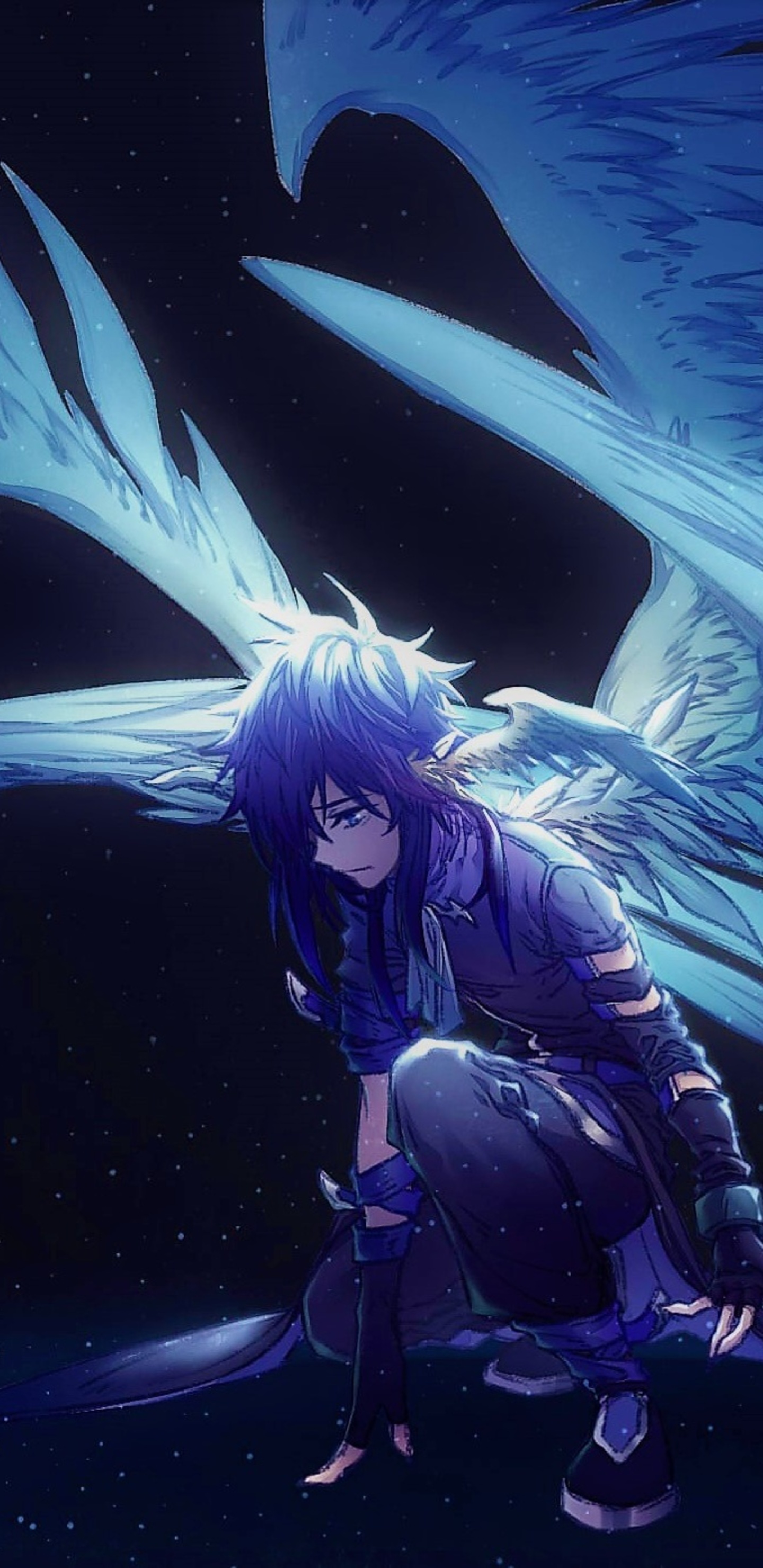 1440x2960 Blue Angel With Wings Anime Samsung Galaxy Note ...
