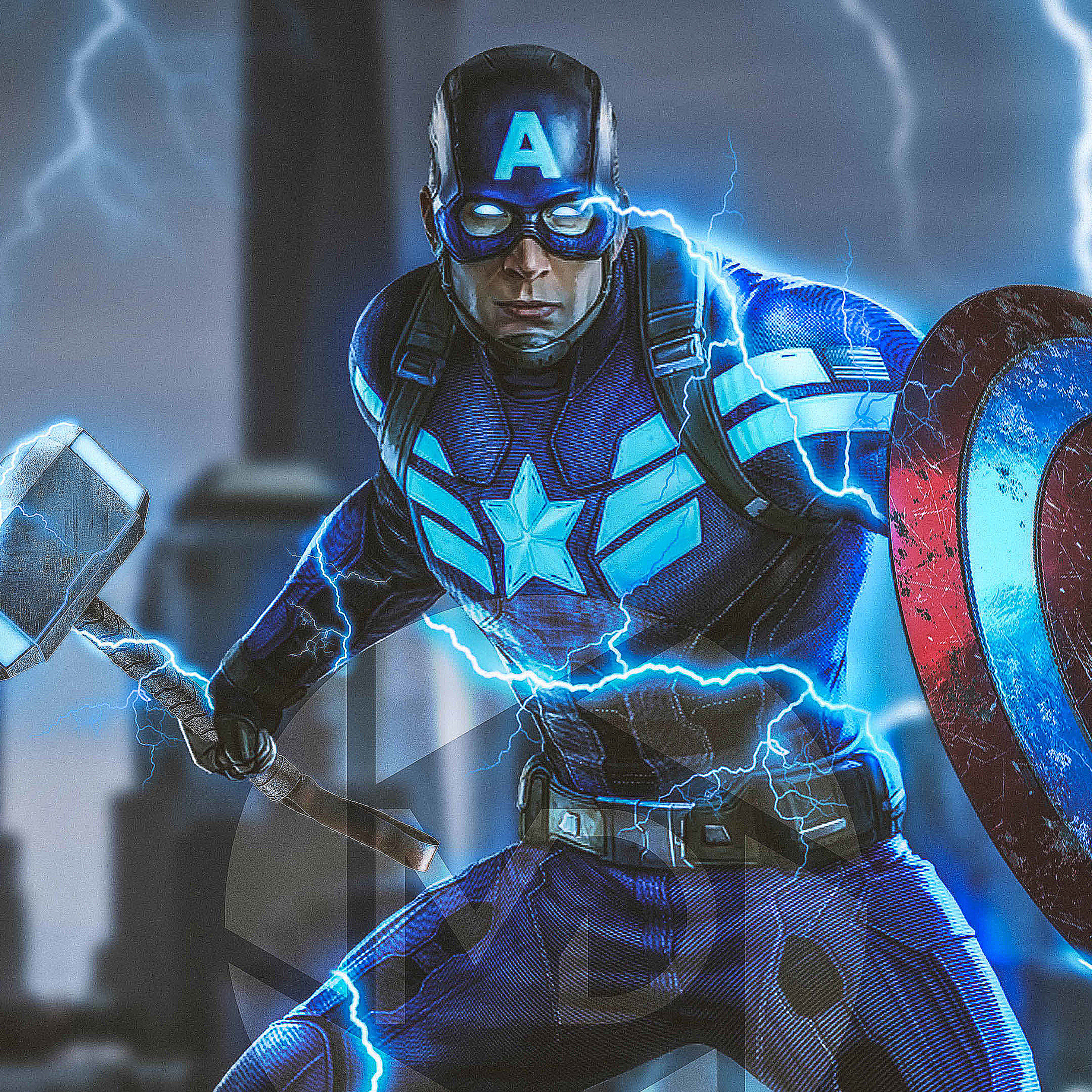 2932x2932 Captain America Mjolnir Avengers Endgame 4k 2019 Ipad Pro