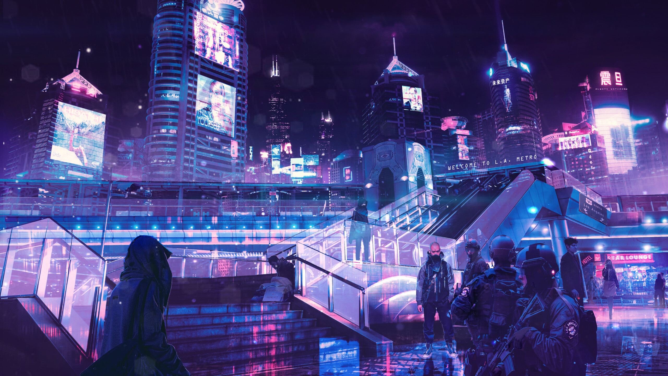 2560x1440 Cyberpunk Neon City 1440P Resolution HD 4k Wallpapers, Images