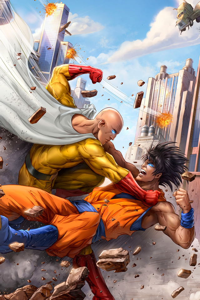 640x960 Goku And One Punch Man 5k Art iPhone 4, iPhone 4S ...