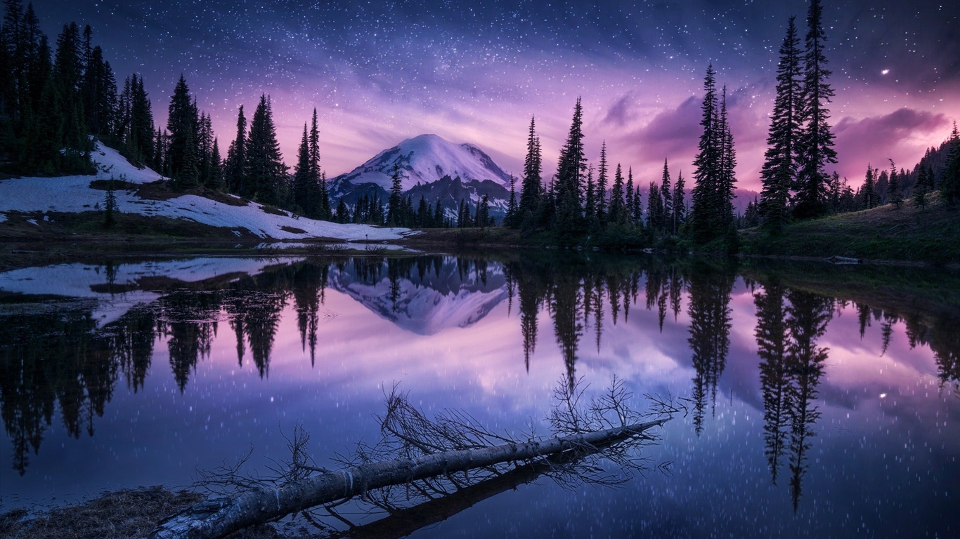 1366x768 Lake Nature Night Reflection 1366x768 Resolution HD 4k 