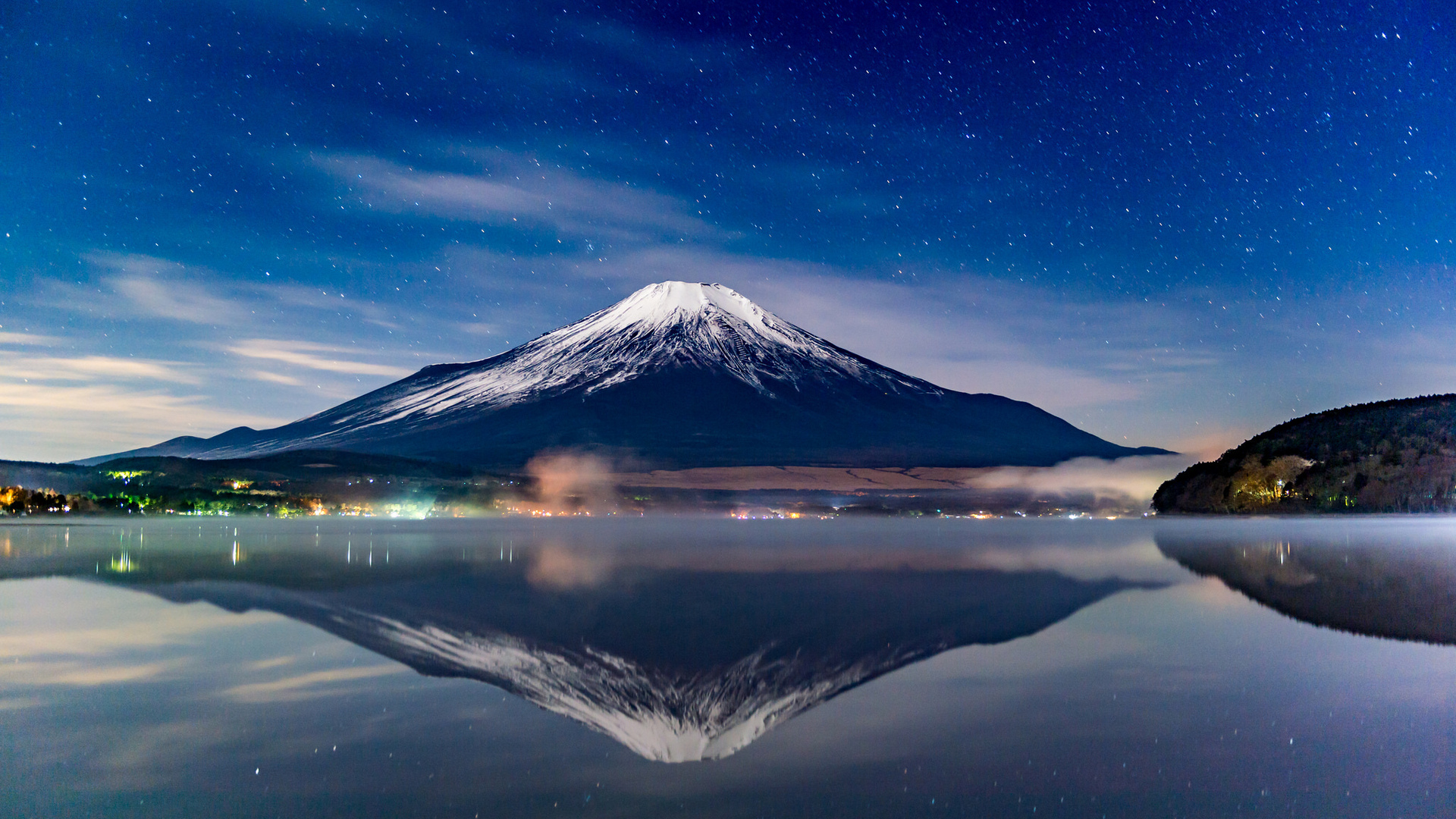 1920x1080 Mount Fuji Night Reflections Laptop Full Hd 1080p Hd 4k