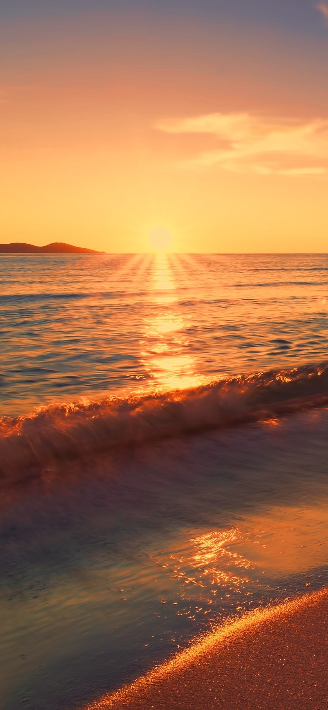 1125X2436 Sea Sunset Beach Sunlight Long Exposure 4K Iphone Xs,Iphone