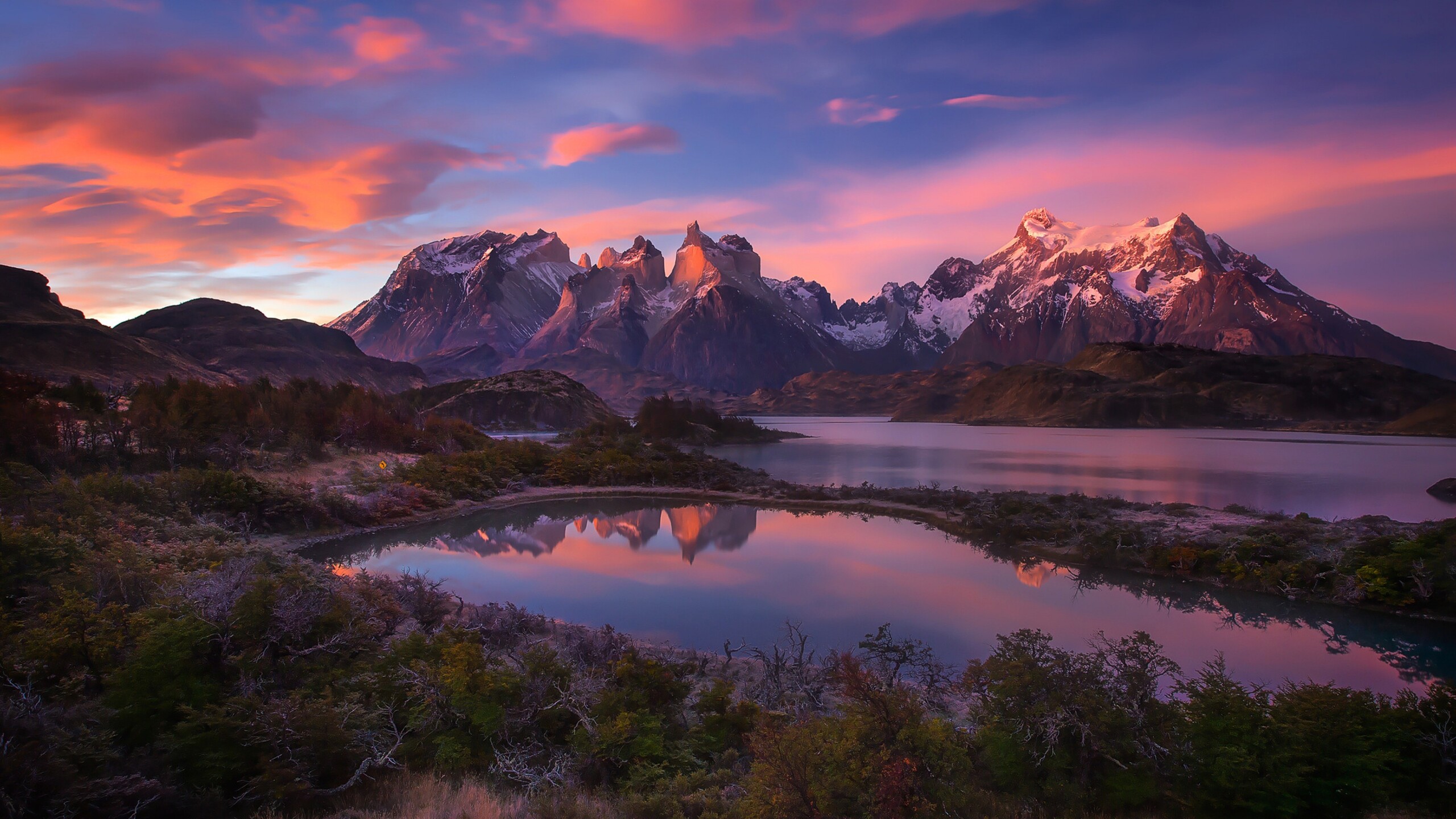 2560x1440 South America Patagonia Andes Mountains Lake  