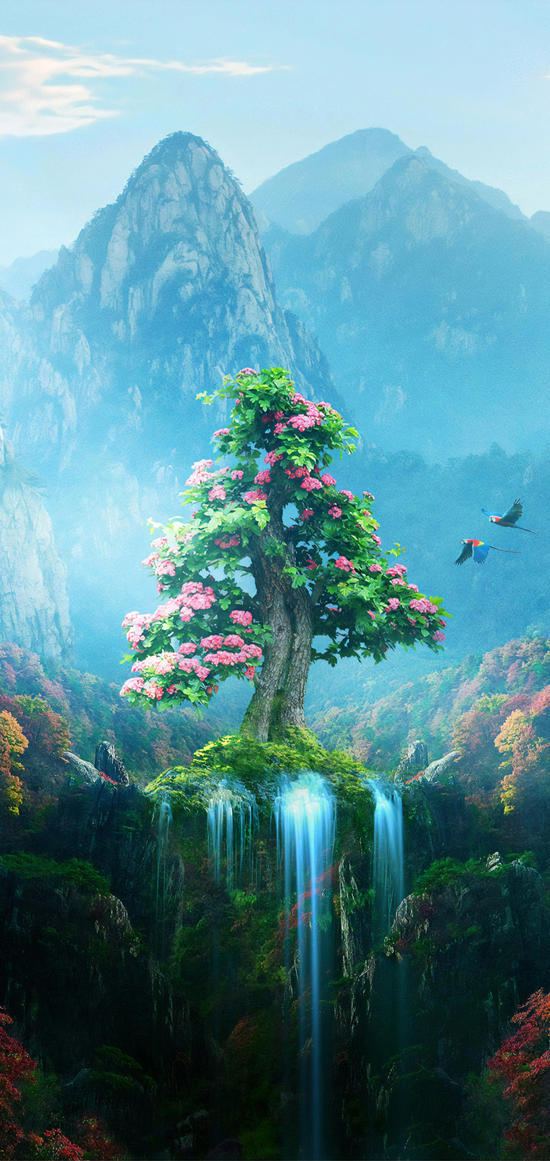 1080x2280 Spring Autumn Colorful Nature Magical Forest 4k ...
