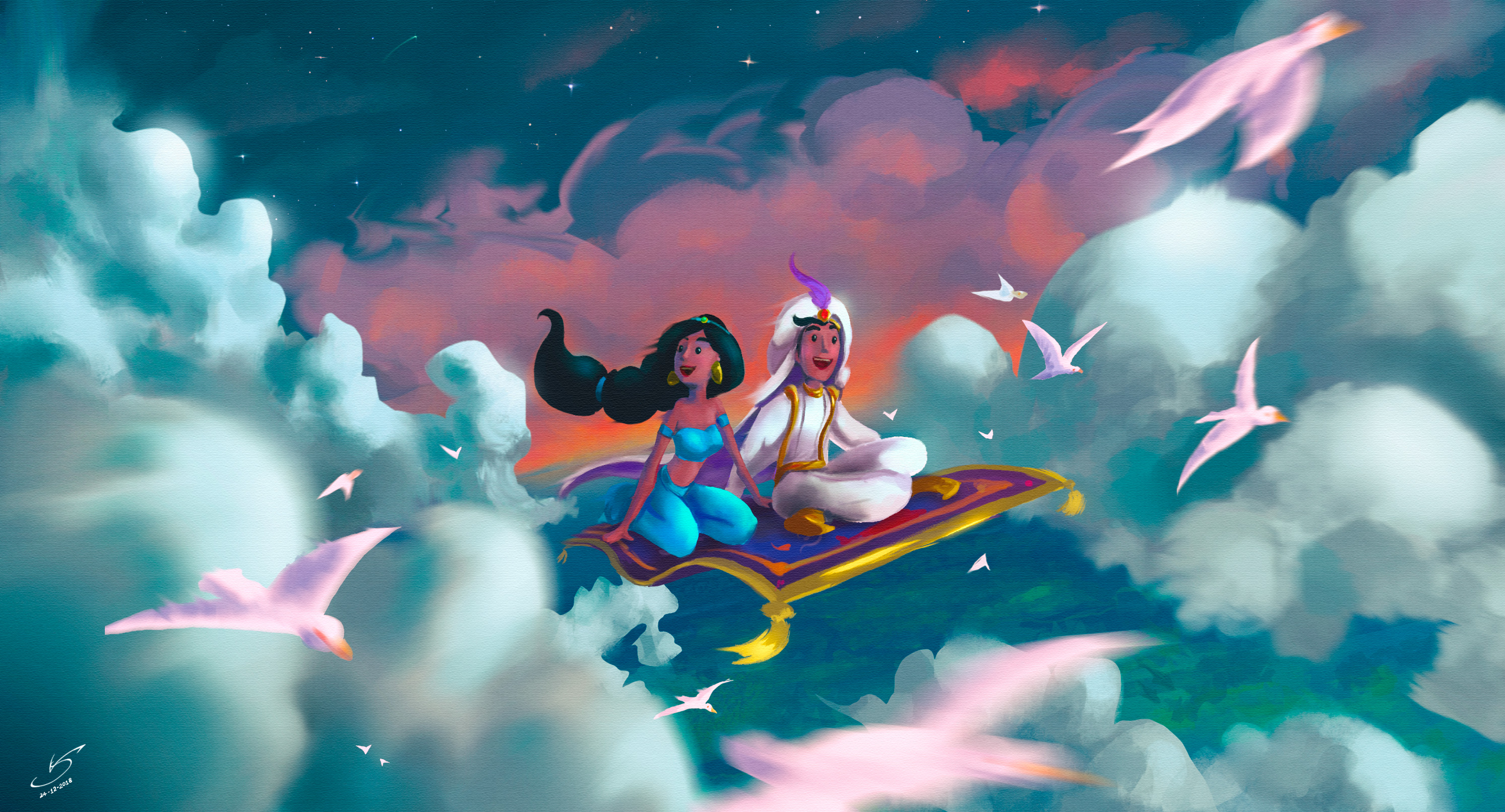 Aladdin And Jasmine Art, HD Artist, 4k Wallpapers, Images, Backgrounds