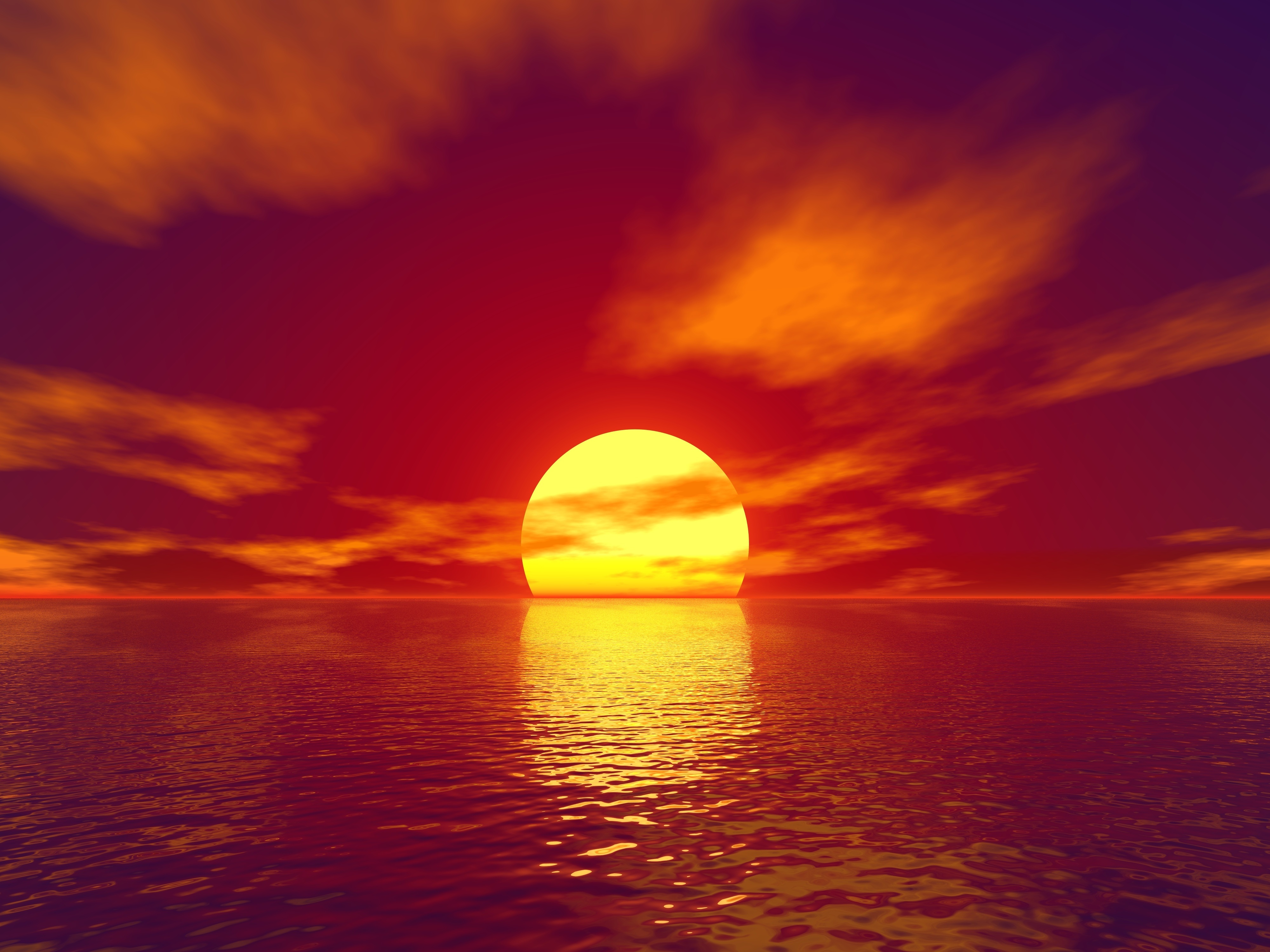 Big Sun Sunset Water Body 4k, HD Nature, 4k Wallpapers ...