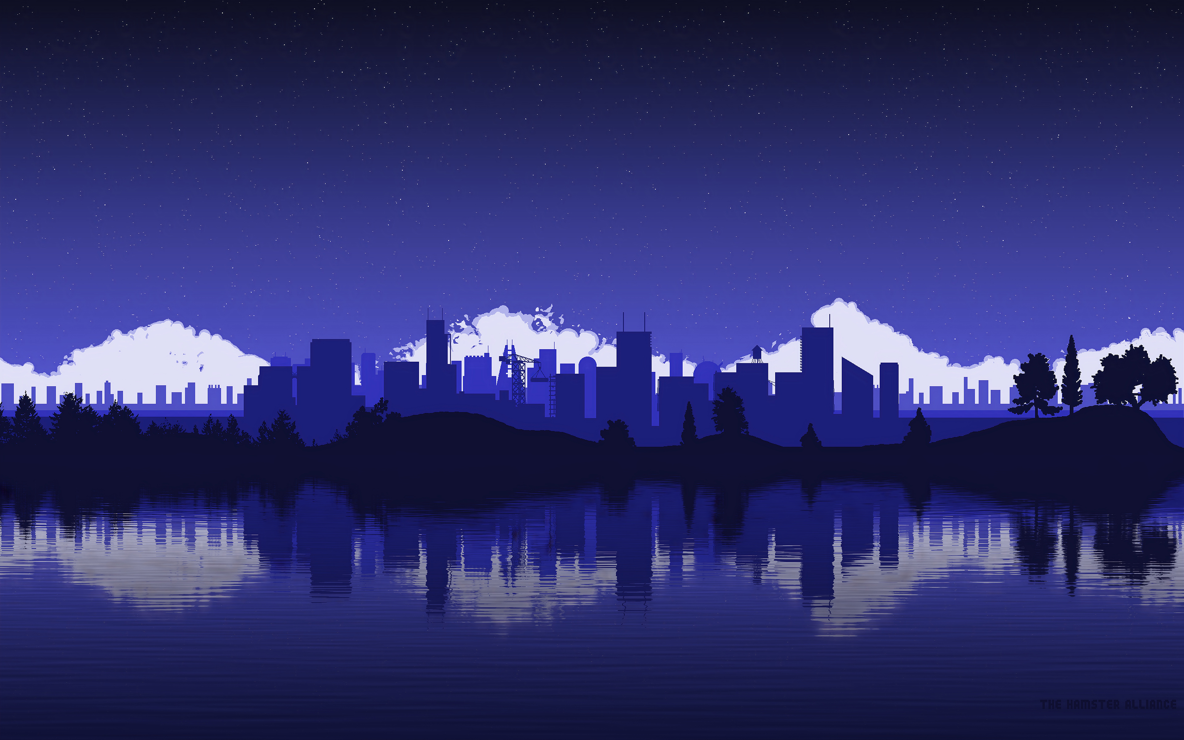 Blue Cityscape Minimalist, HD Artist, 4k Wallpapers, Images