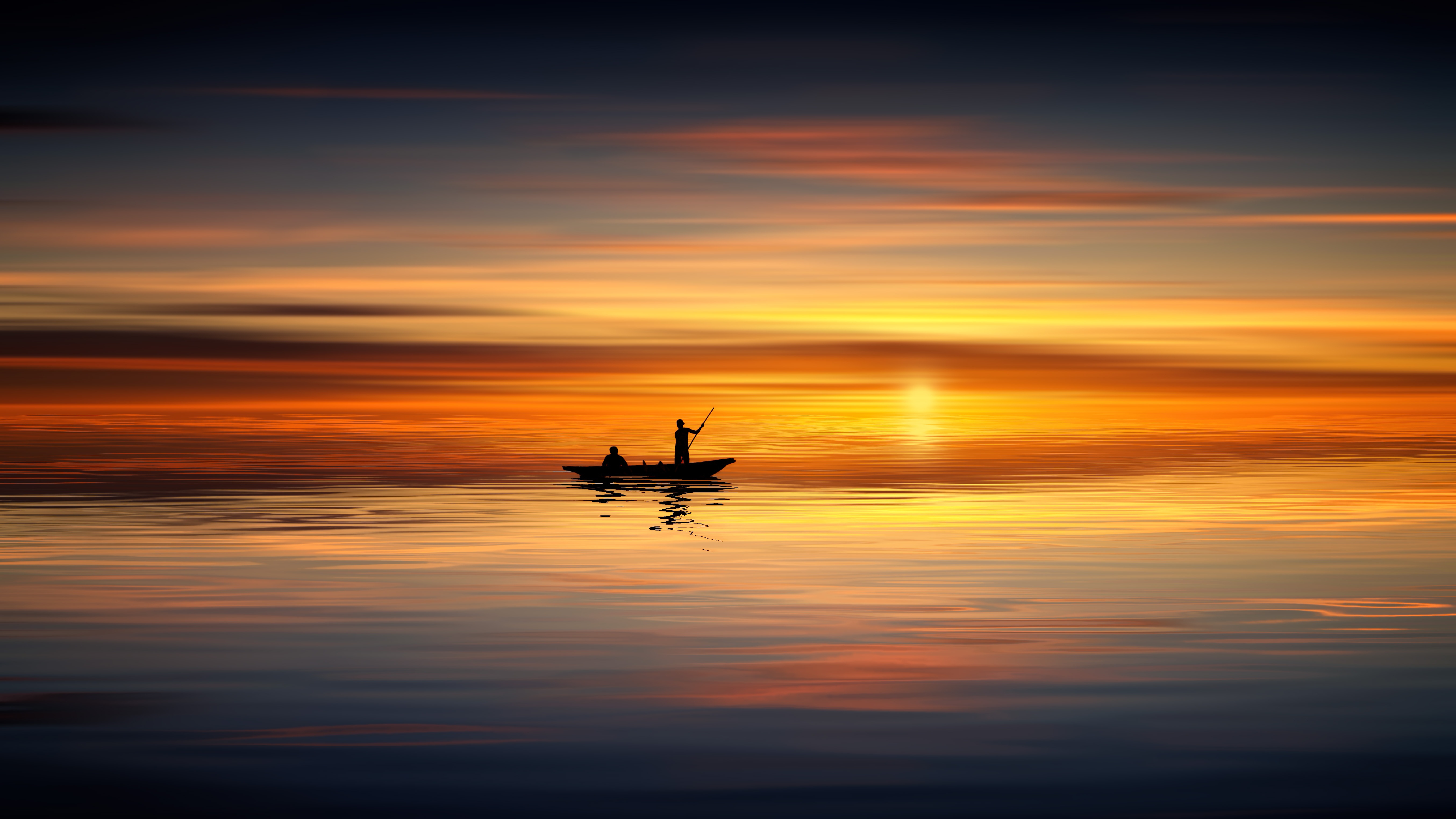 Boat Ocean Sunset Landscape 5k, HD Photography, 4k ...