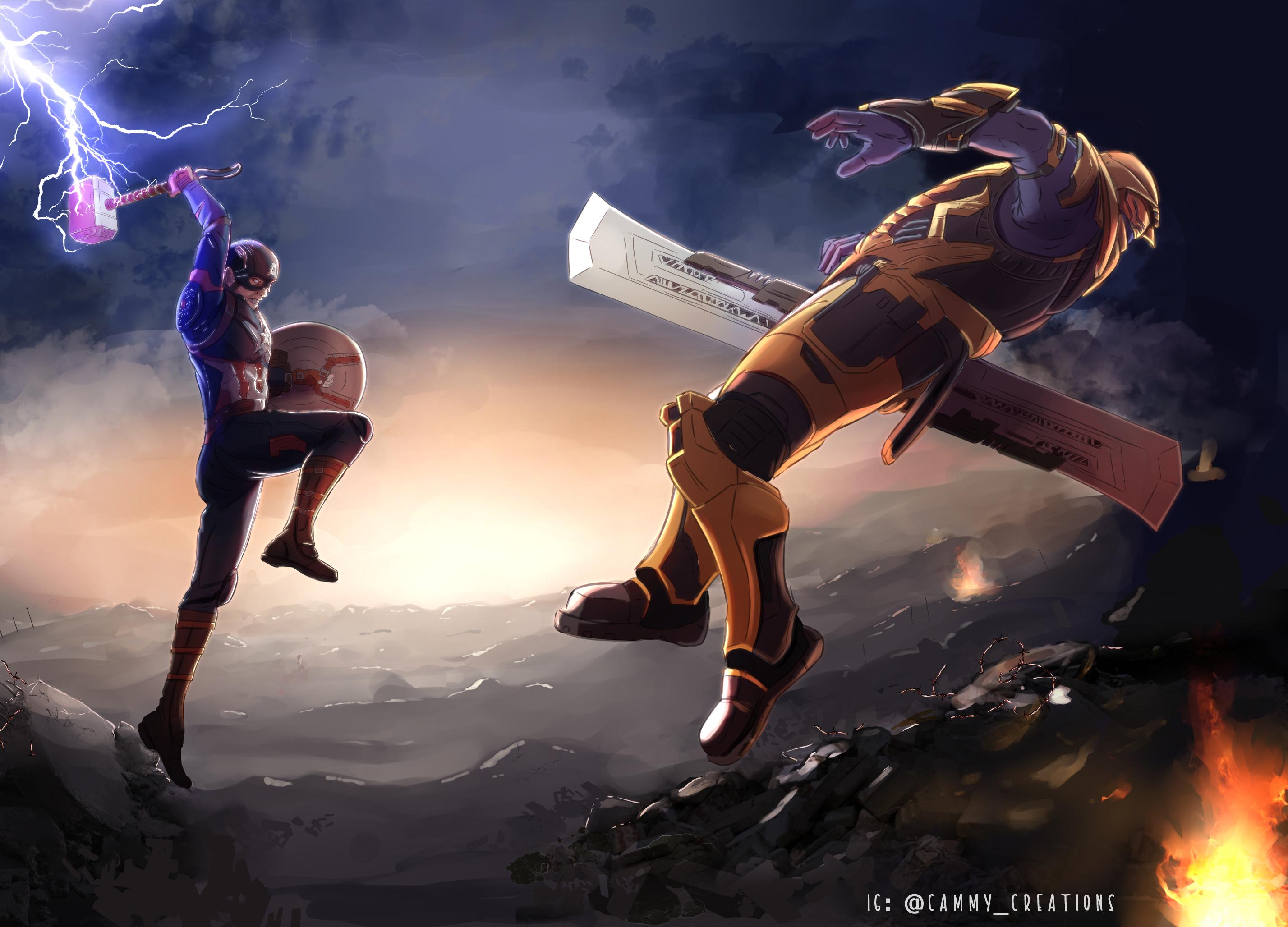 Captain America Fighting Thanos, HD Superheroes, 4k Wallpapers, Images