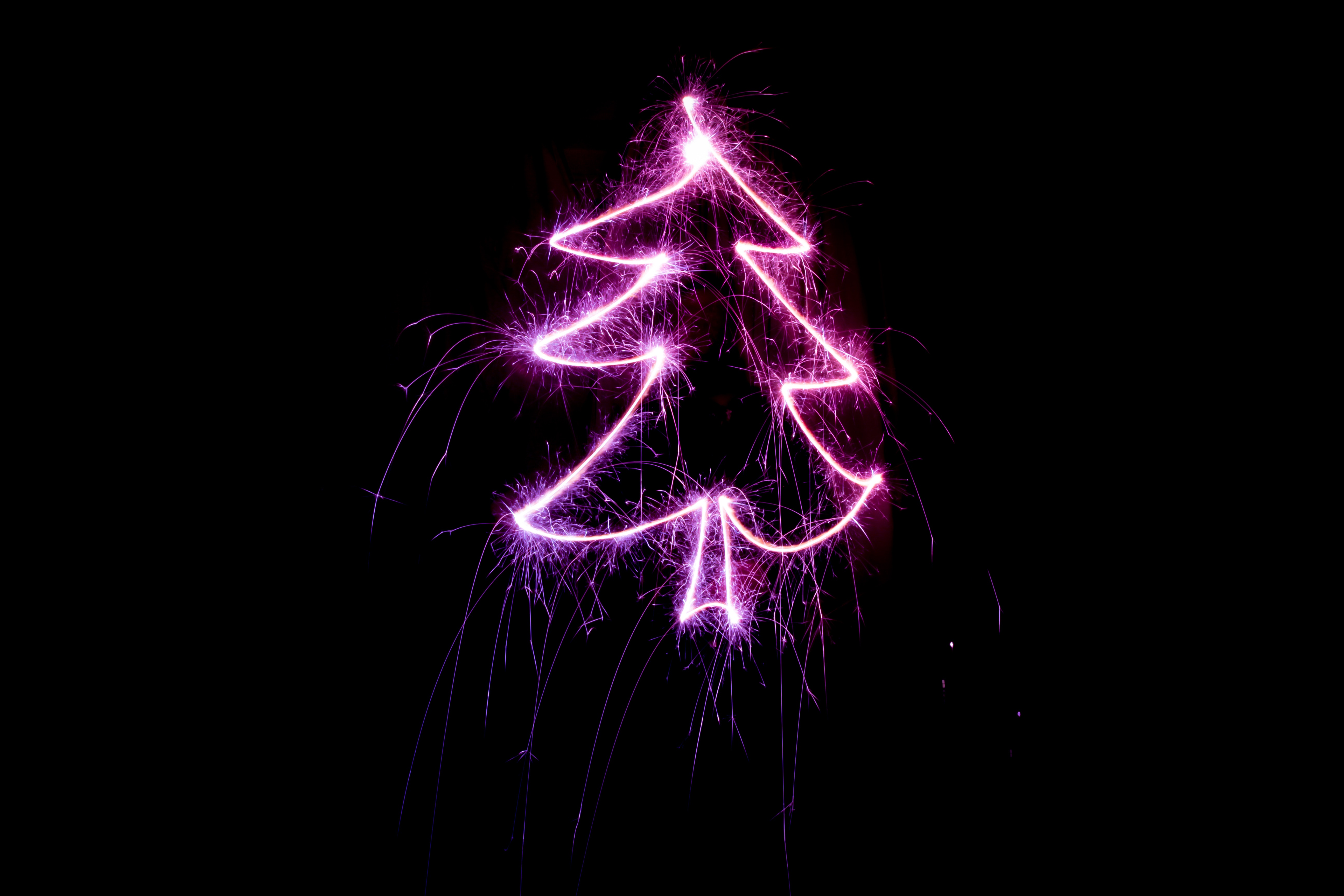 Christmas Tree Neon Light, HD Abstract, 4k Wallpapers, Images