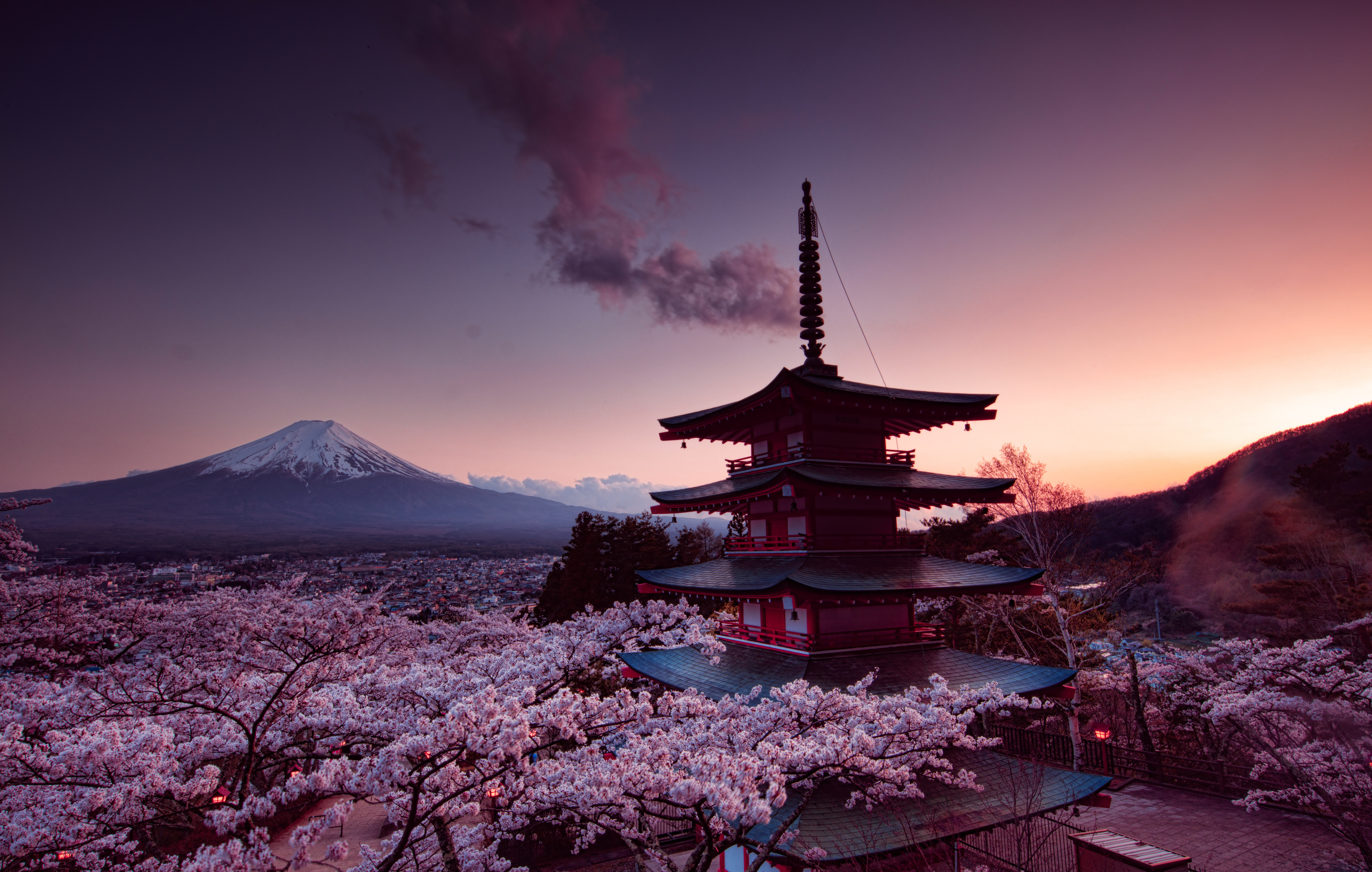 Churei Tower Mount Fuji In Japan 8k, HD Nature, 4k Wallpapers, Images