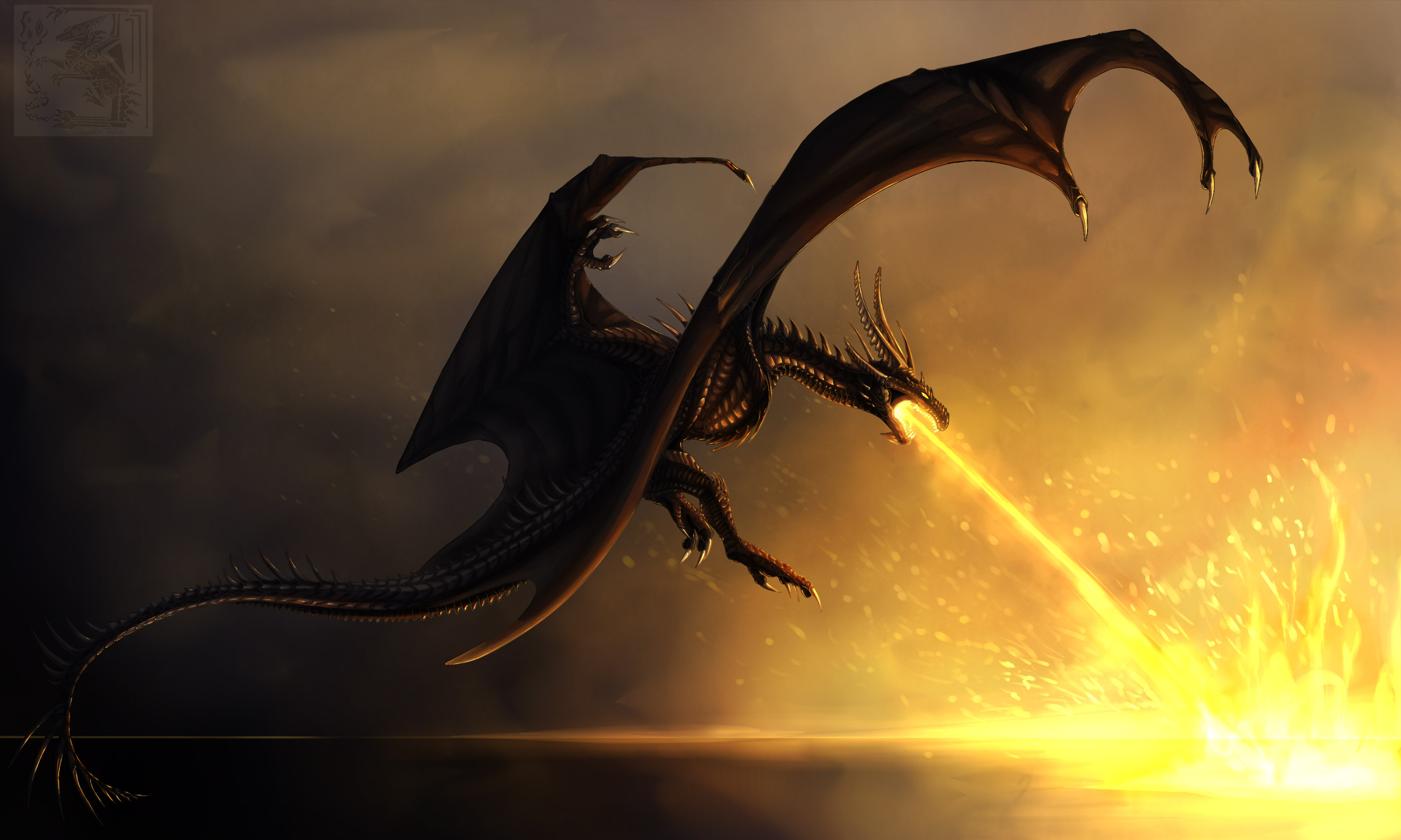 Dragon Burning Flames Hd Artist K Wallpapers Images Backgrounds