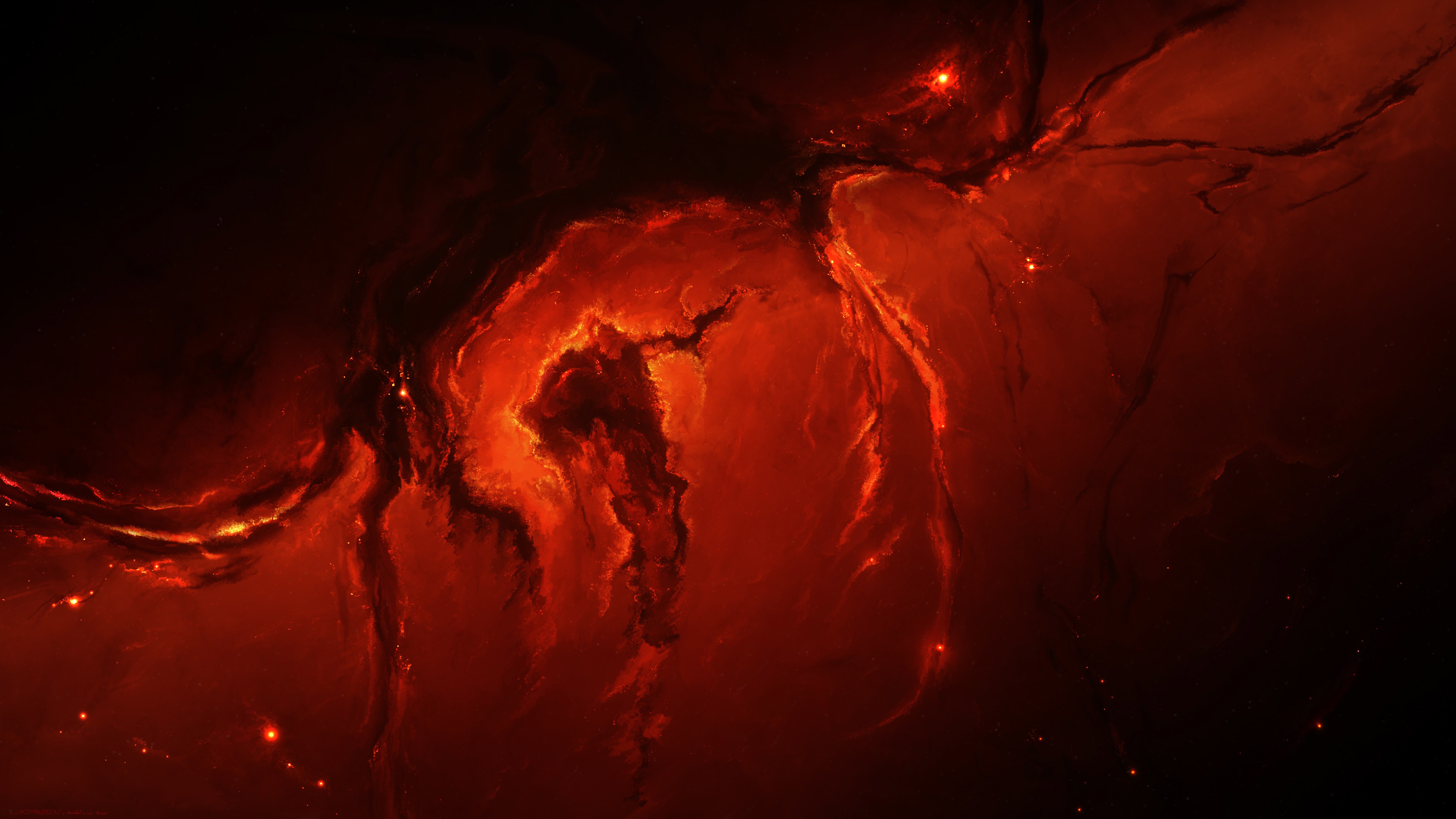 Fire Red Nebula Space Art Universe 4k Hd Digital Universe 4k