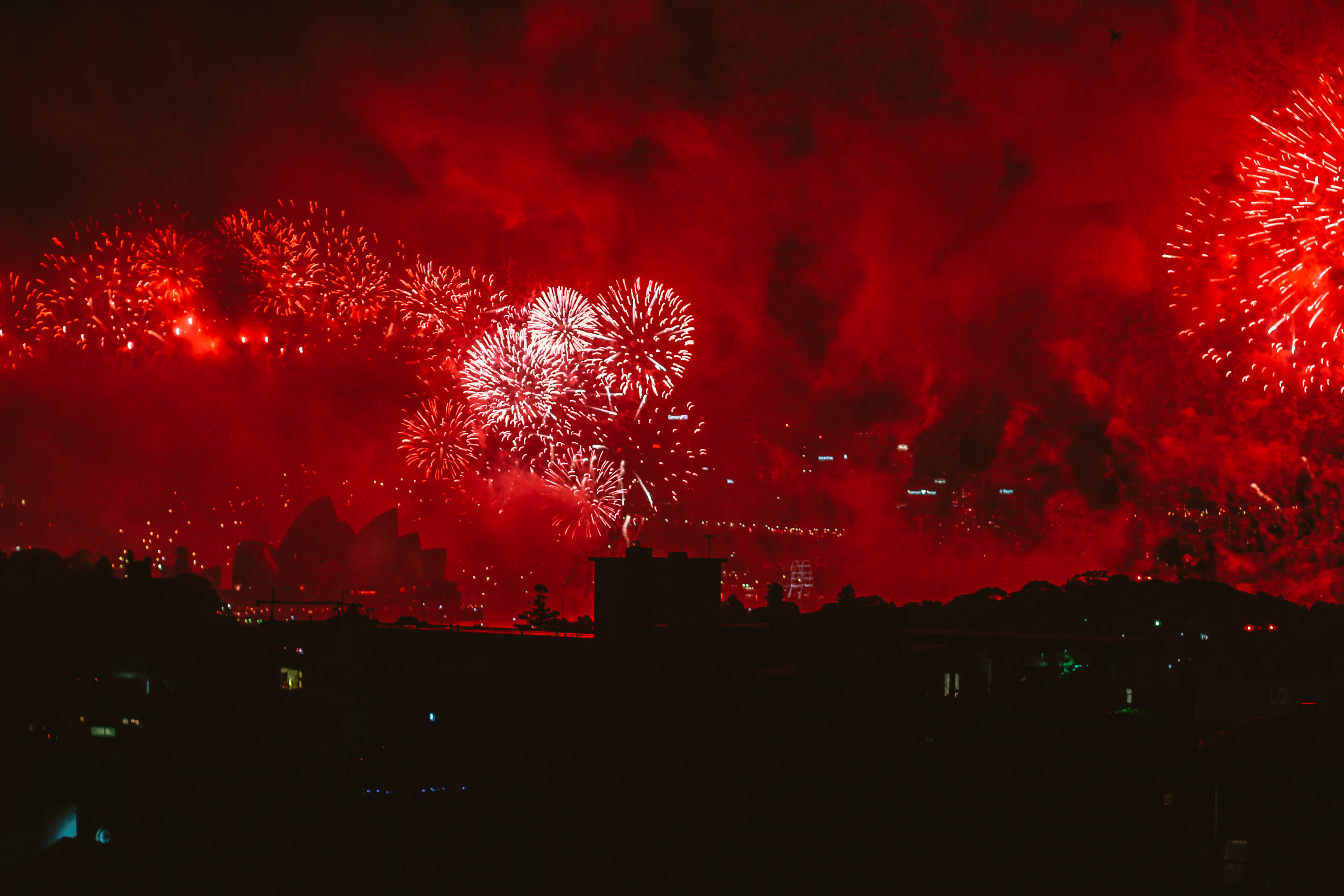 Fireworks Red Evening Festival Explosion 4k, HD Photography, 4k