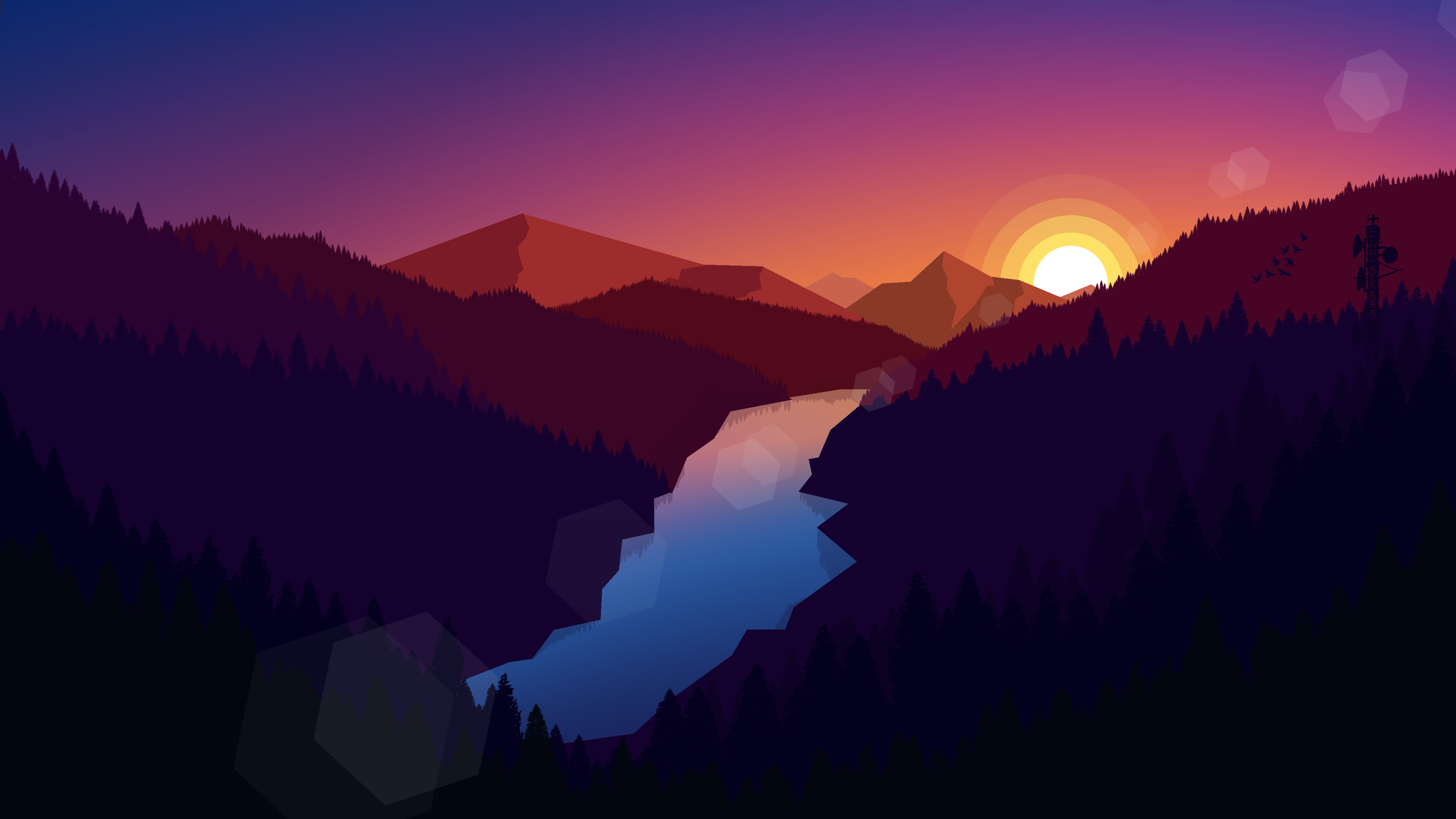 Forest Dark Evening Sunset Last Light Minimalistic  HD 