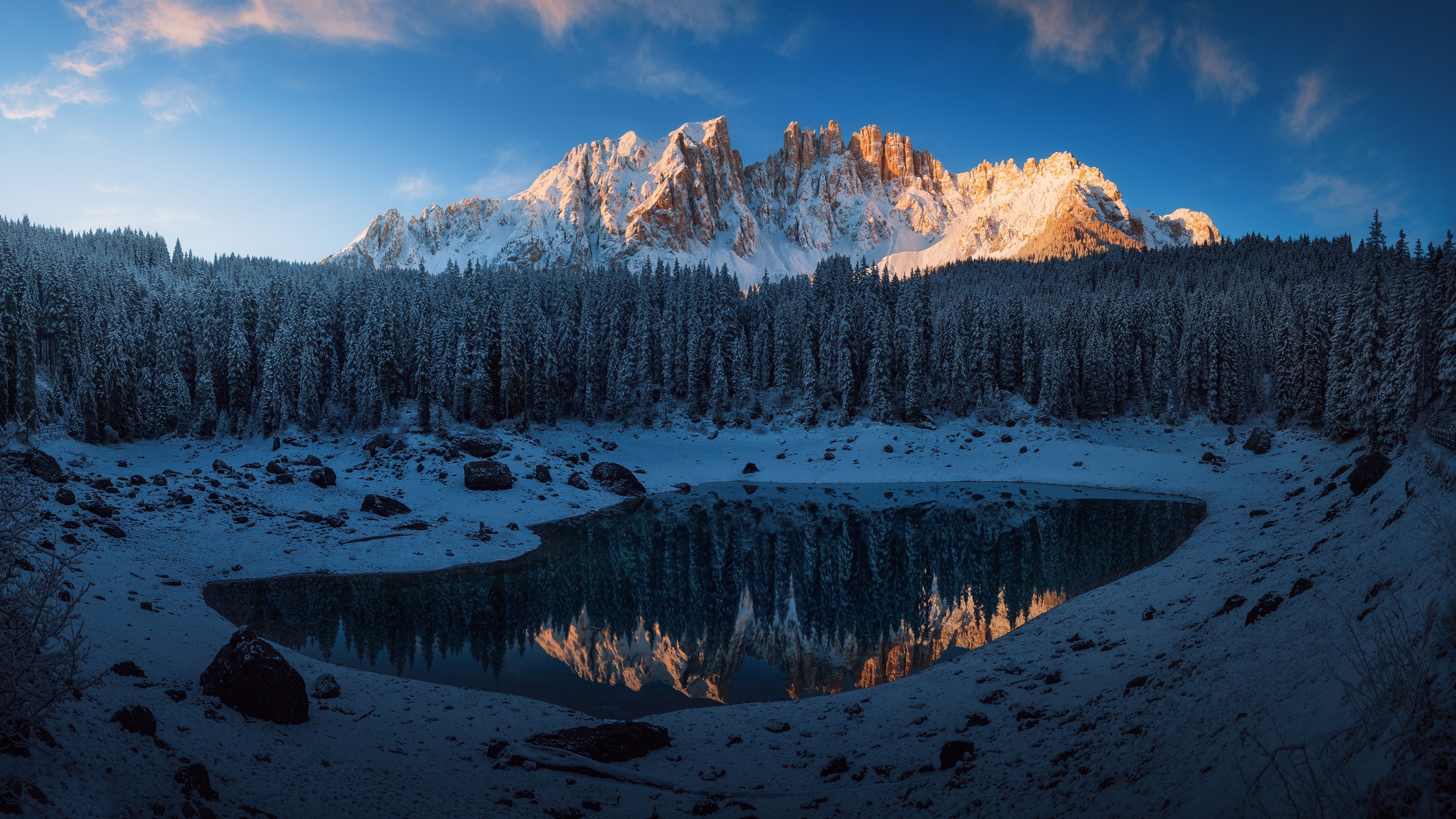 Forest Lake Mountains Snow Hd Nature 4k Wallpapers Images