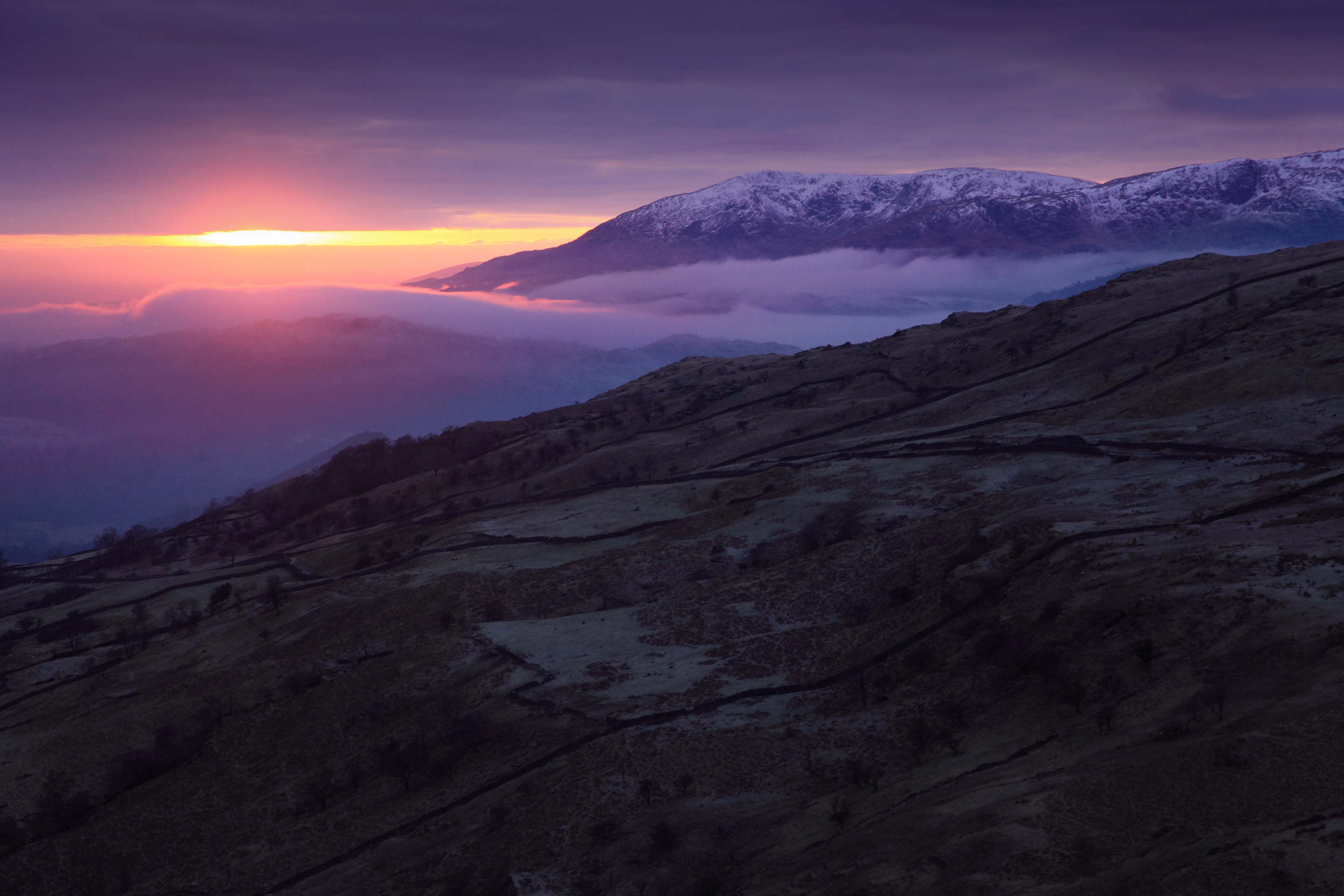 Lake District View Of Hills And Mountains In The Late Afternoon, HD