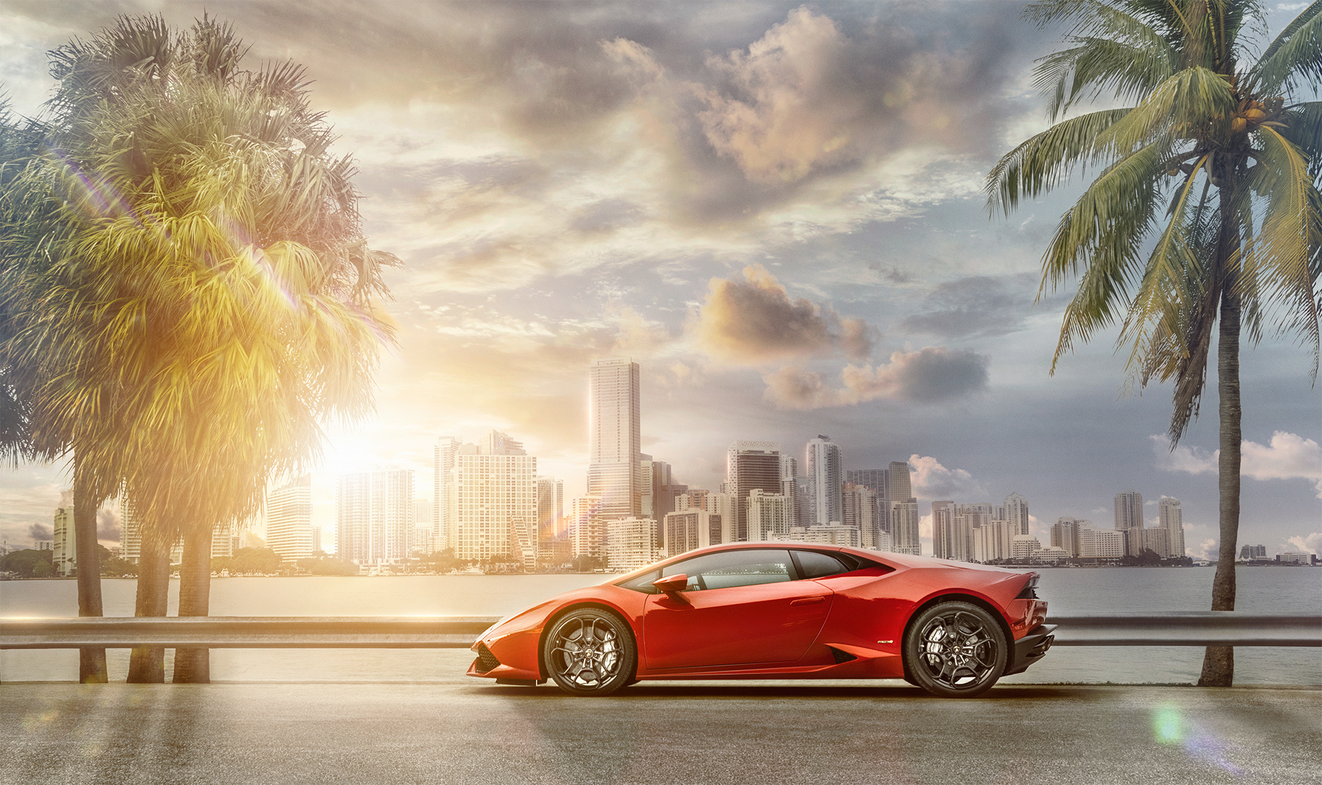 Lamborghini Huracan Miami Skyline, HD Cars, 4k Wallpapers, Images