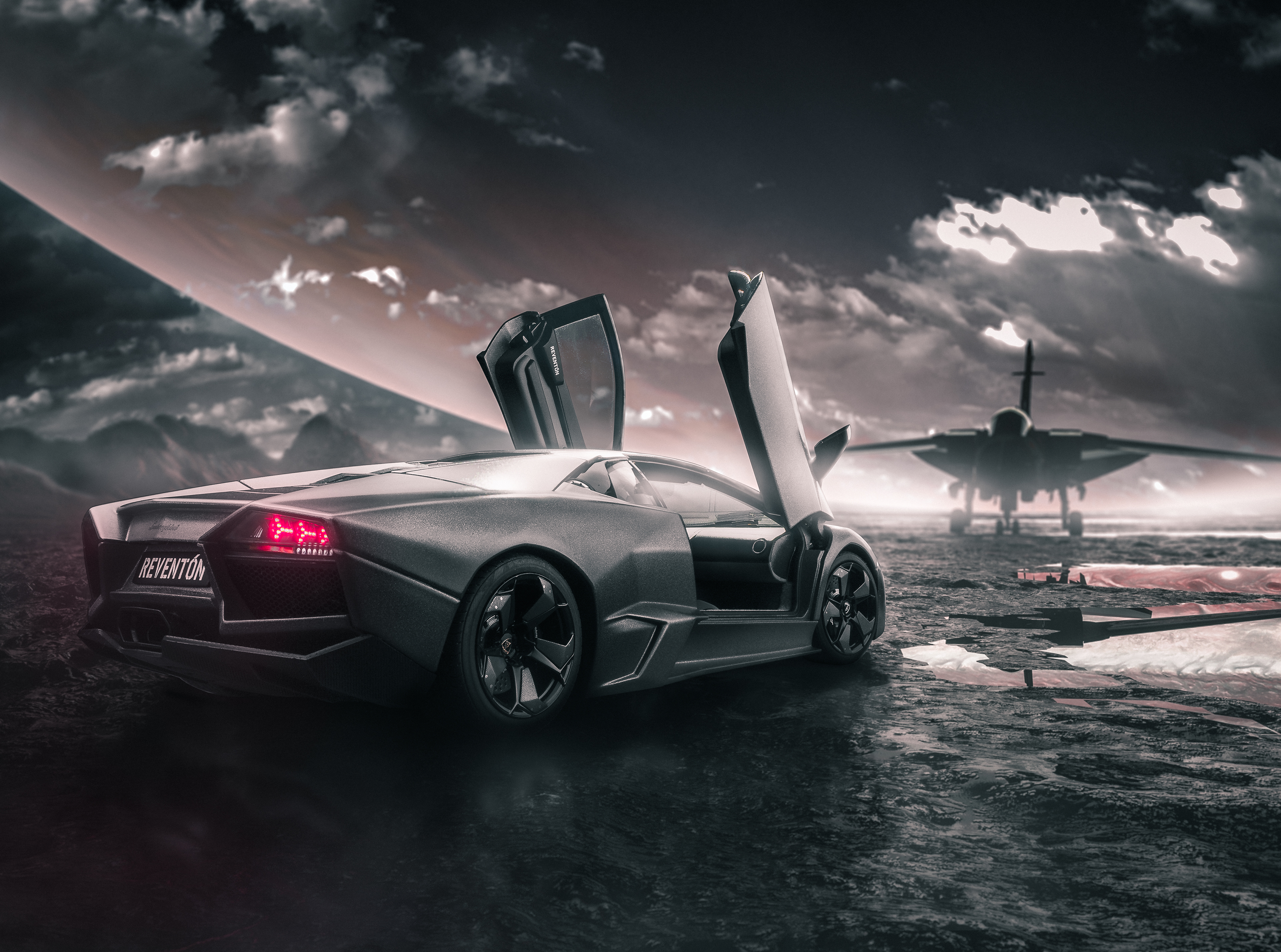 Lamborghini Reventon With Jet, HD Cars, 4k Wallpapers, Images