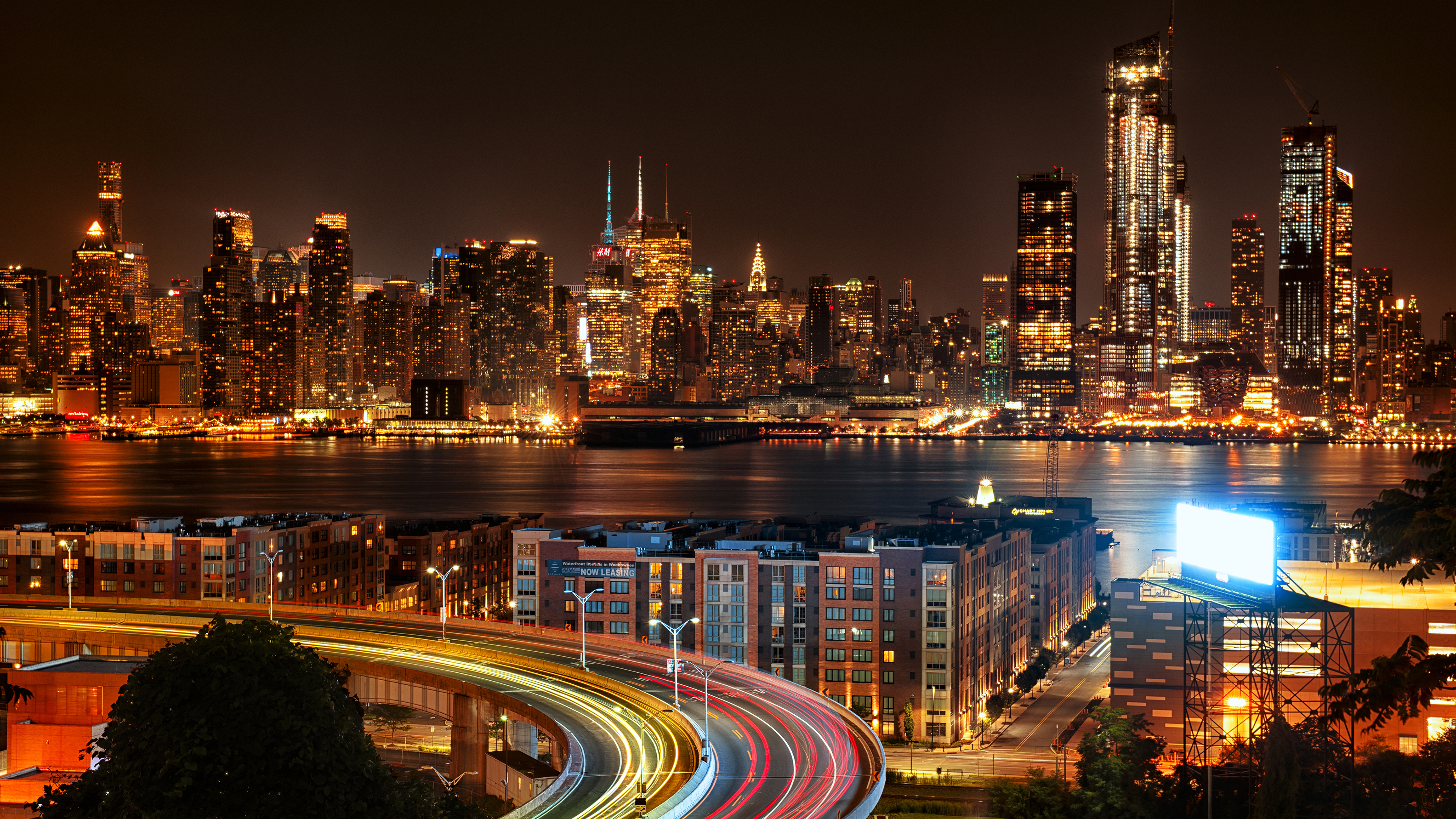 New York City View From New Jersey 4k At Night, HD World, 4k Wallpapers
