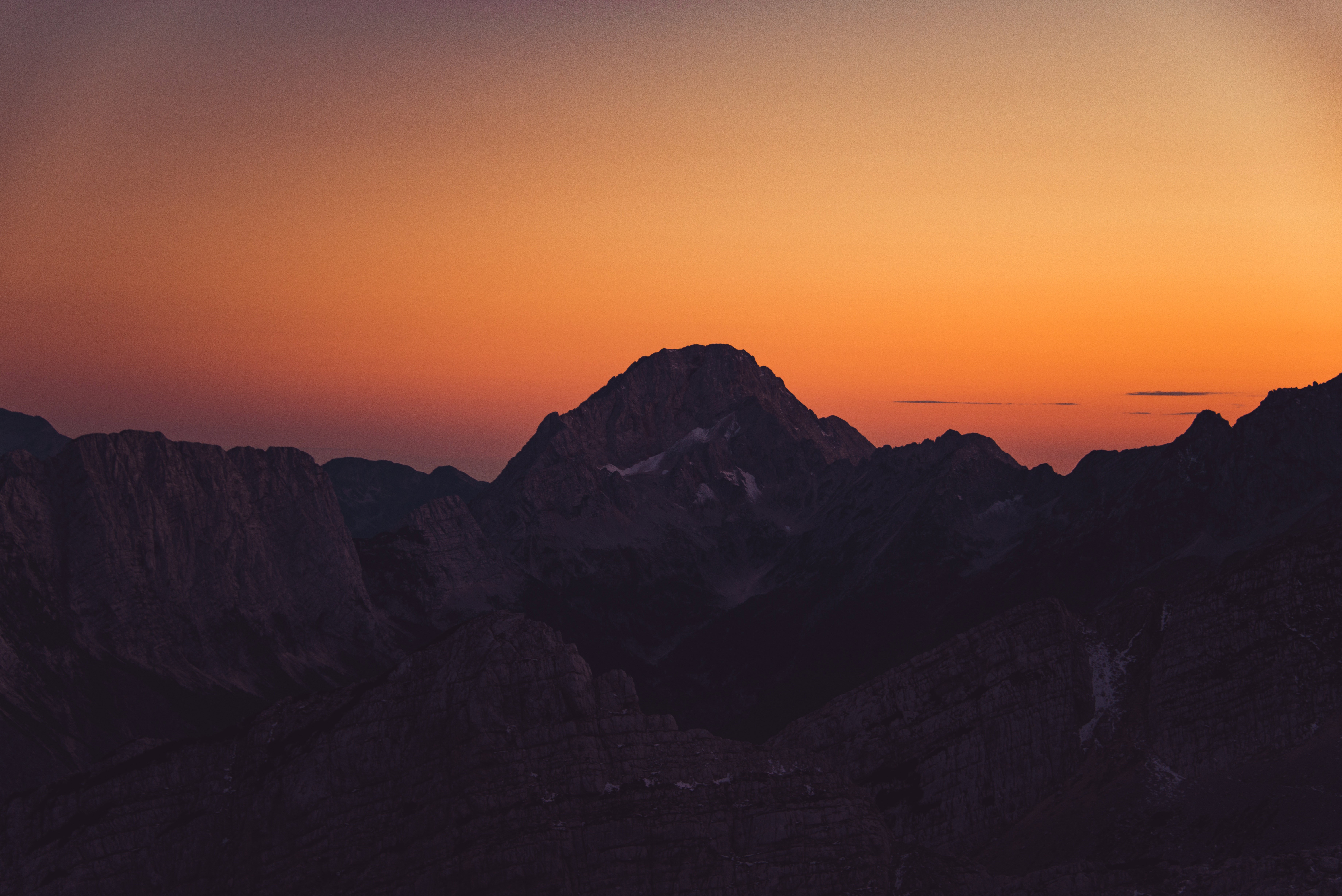 2560x1440 Orange Sky Landscape Sunset Mountains 8k 1440p Resolution Hd