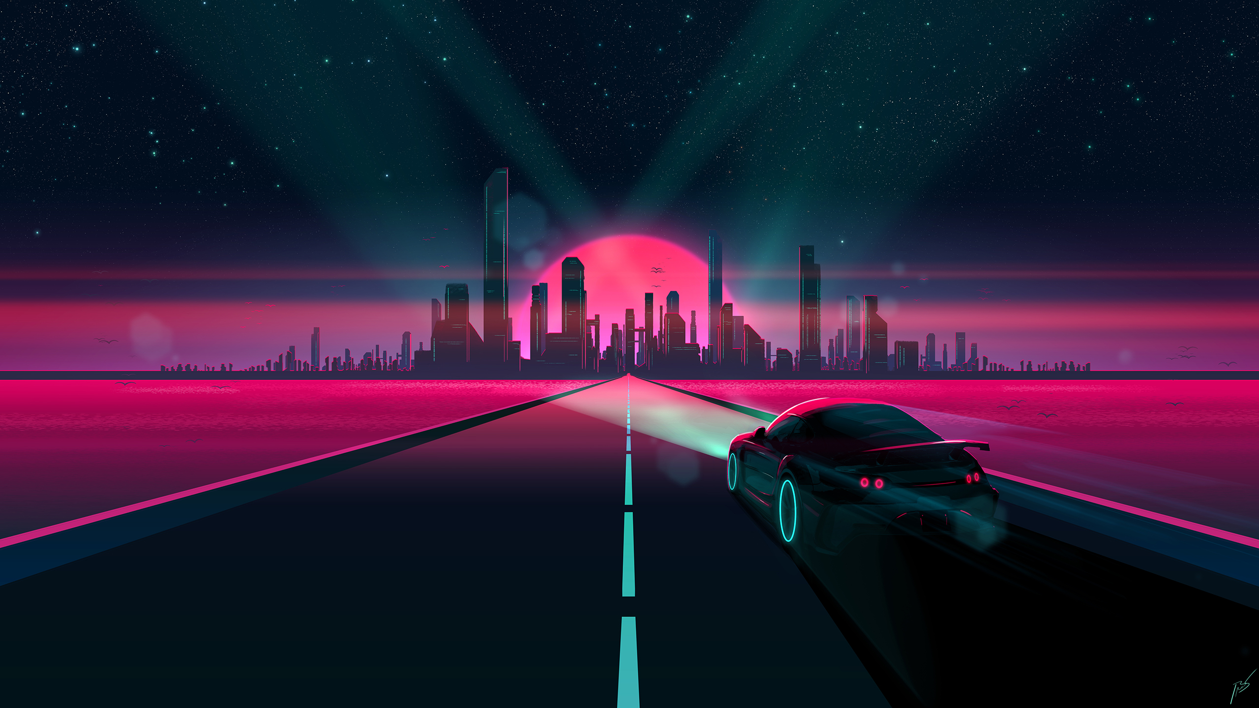 neon drive background